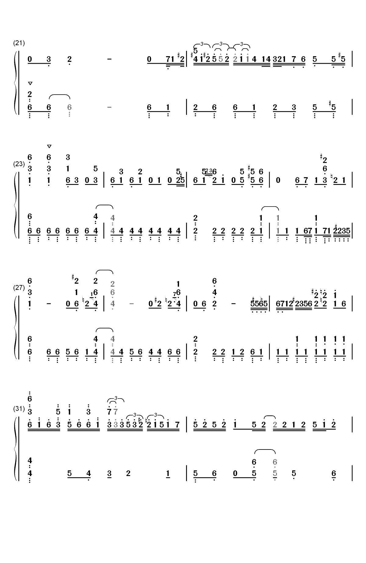 The Other Side Of The Wall-Princess Principal OP双手简谱预览3