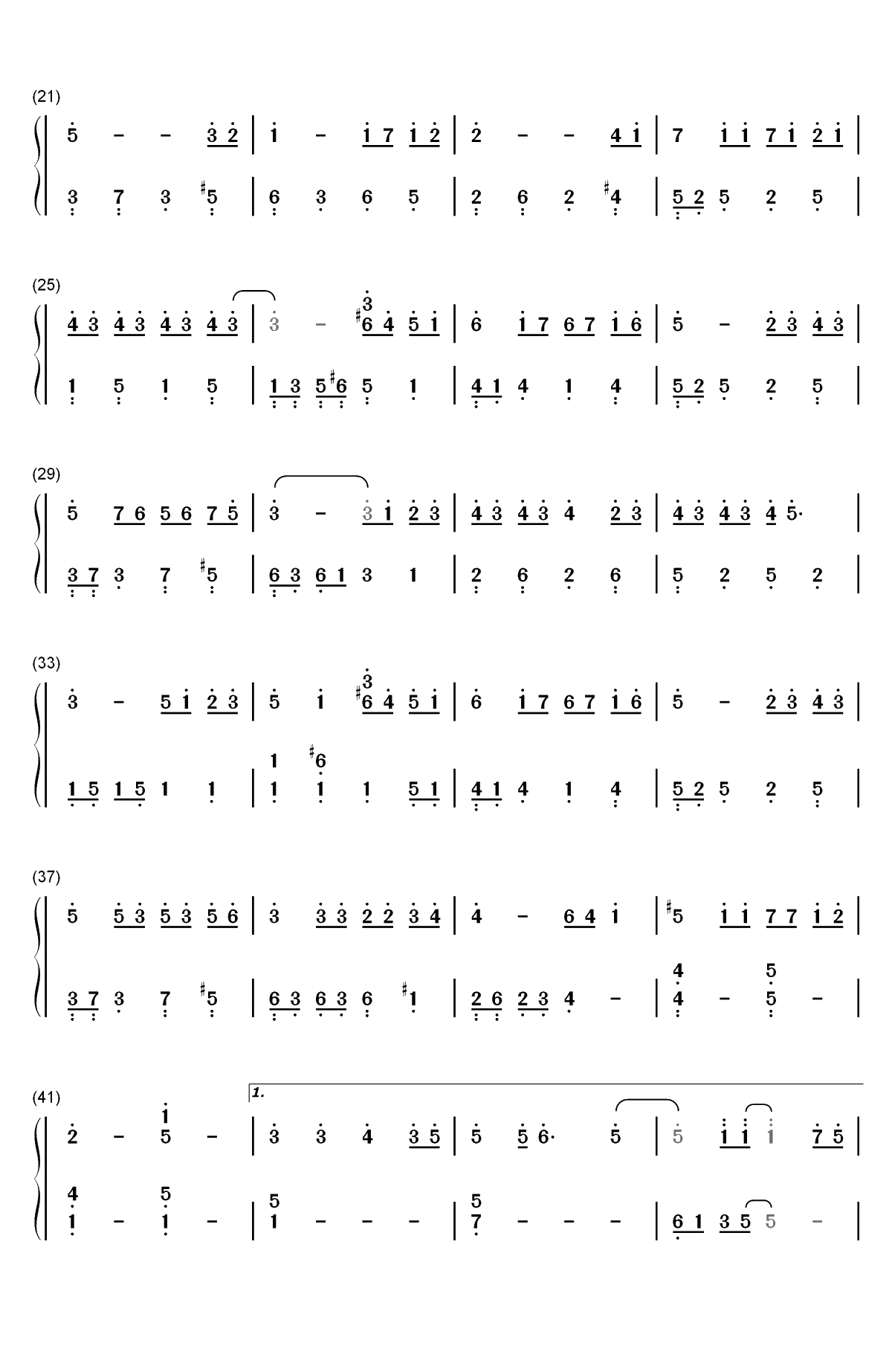 她说-简单版-林俊杰双手简谱预览2