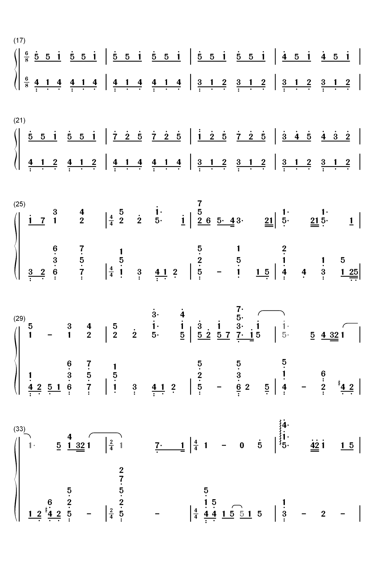 ウィアートル-完美钢琴版双手简谱预览2