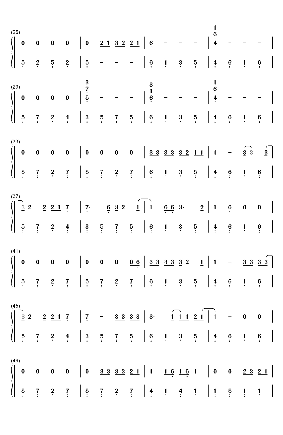 Let Her Go-简单完整版双手简谱预览2