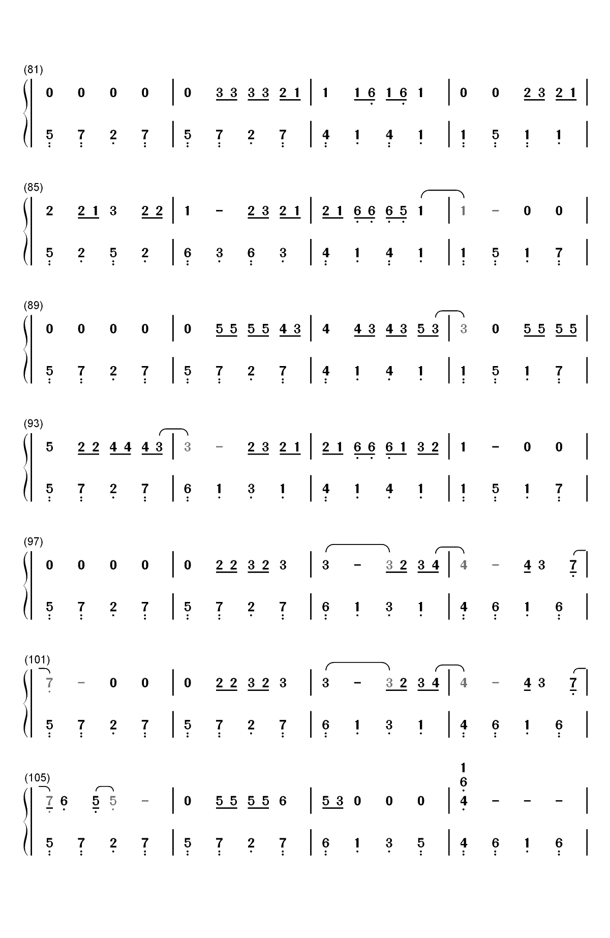 Let Her Go-简单完整版双手简谱预览4