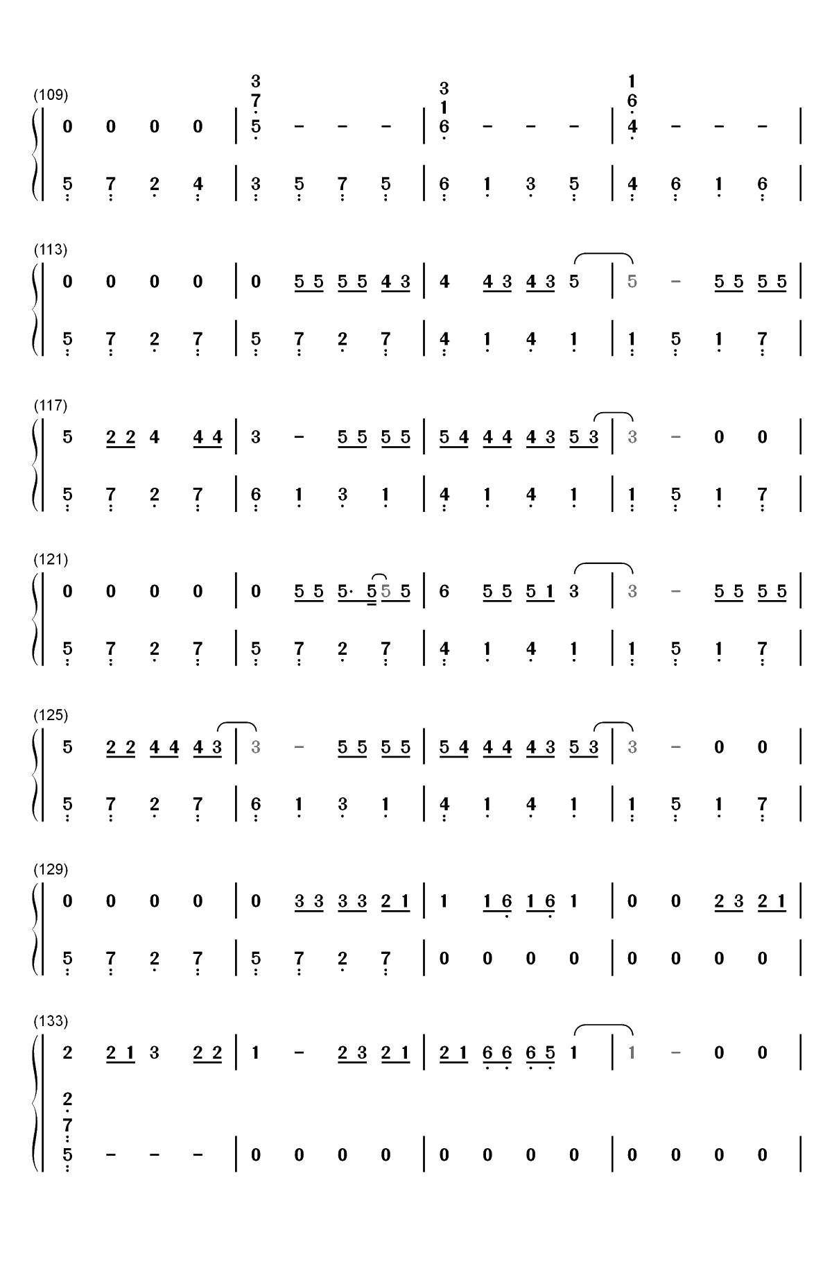 Let Her Go-简单完整版双手简谱预览5