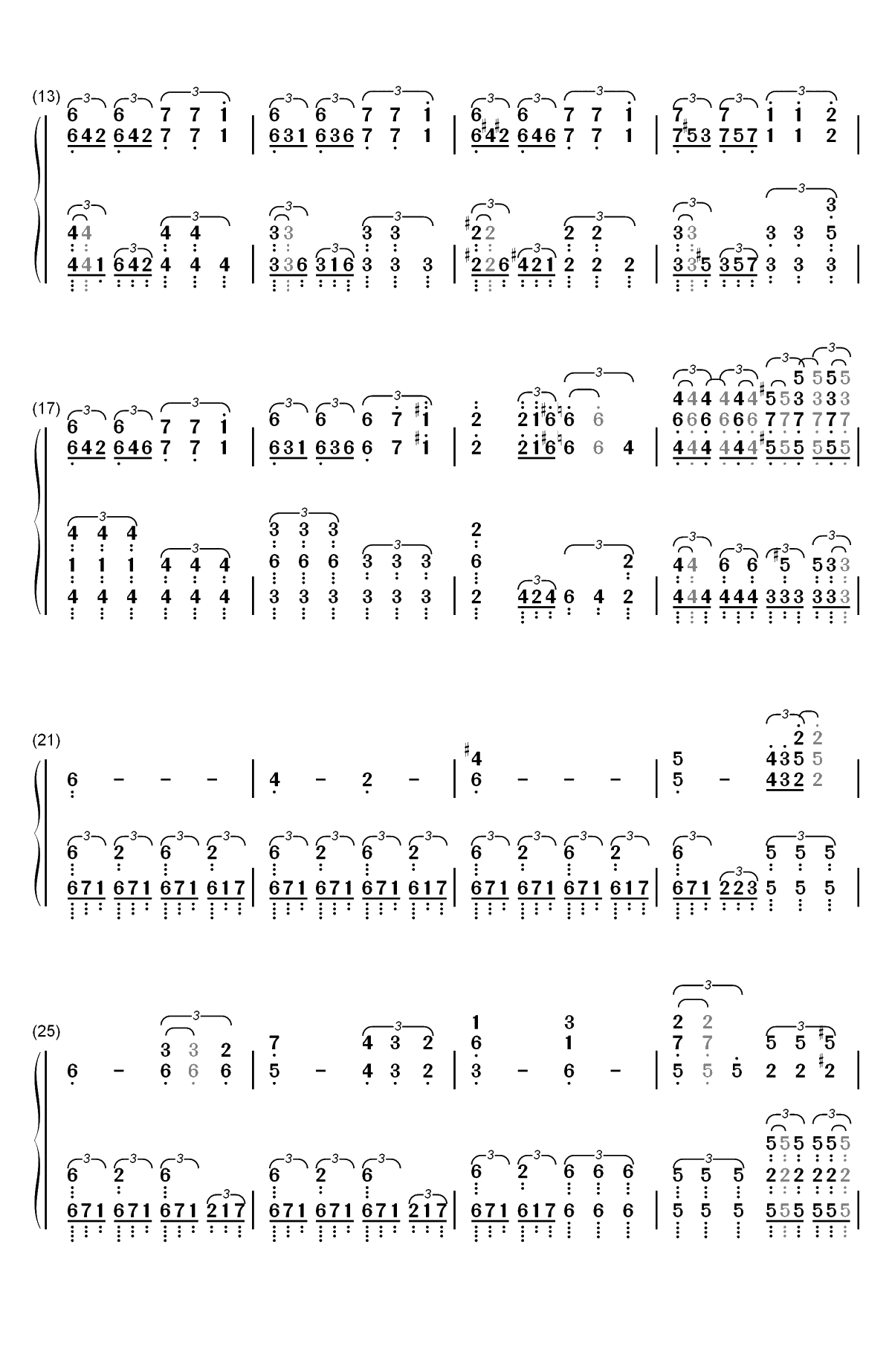 不動の山神 ~ ガムート-怪物猎人XX BGM双手简谱预览2