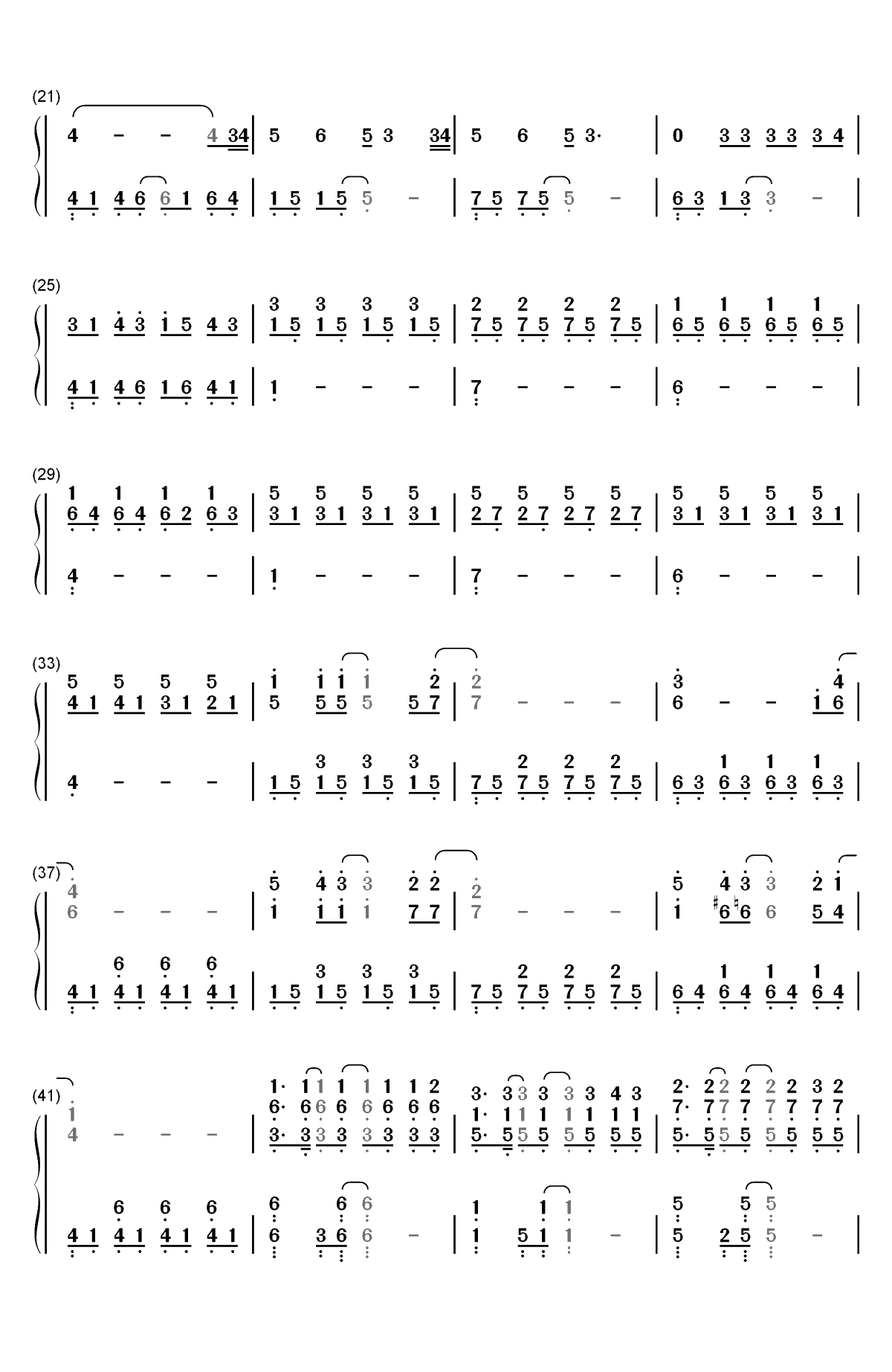 Because of You-The Piano Guys双手简谱预览2