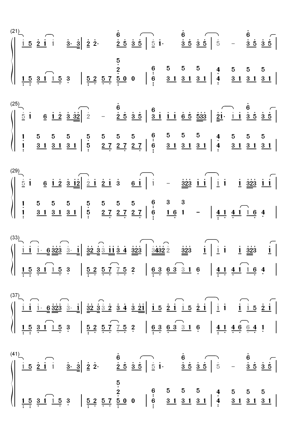 Monsters-抖音热歌-爱你不止三千遍双手简谱预览2