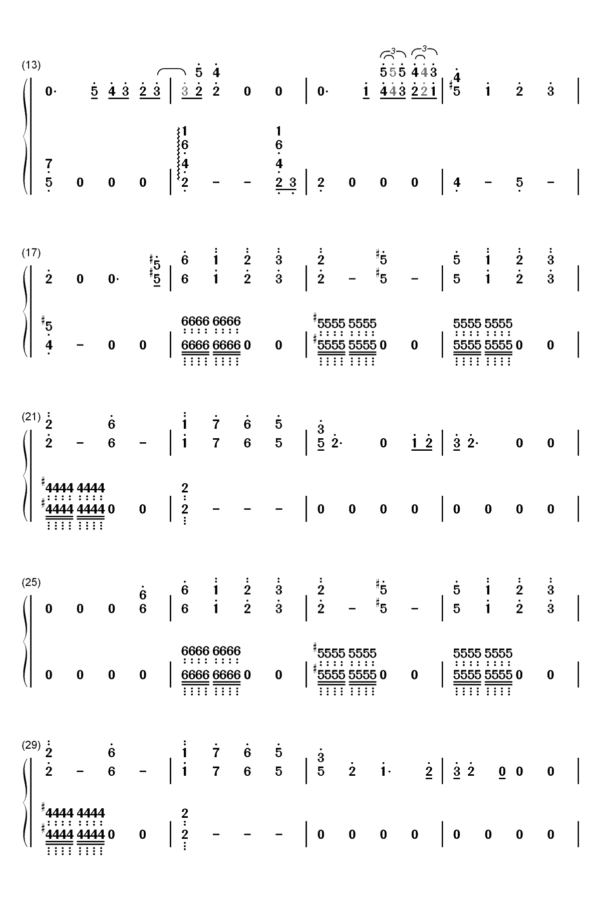 Xanny-Billie Eilish双手简谱预览2