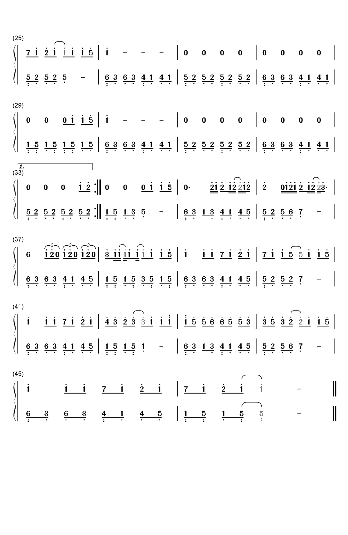 失眠飞行-我想和你 一起闯进森林潜入海底-抖音热歌双手简谱预览2