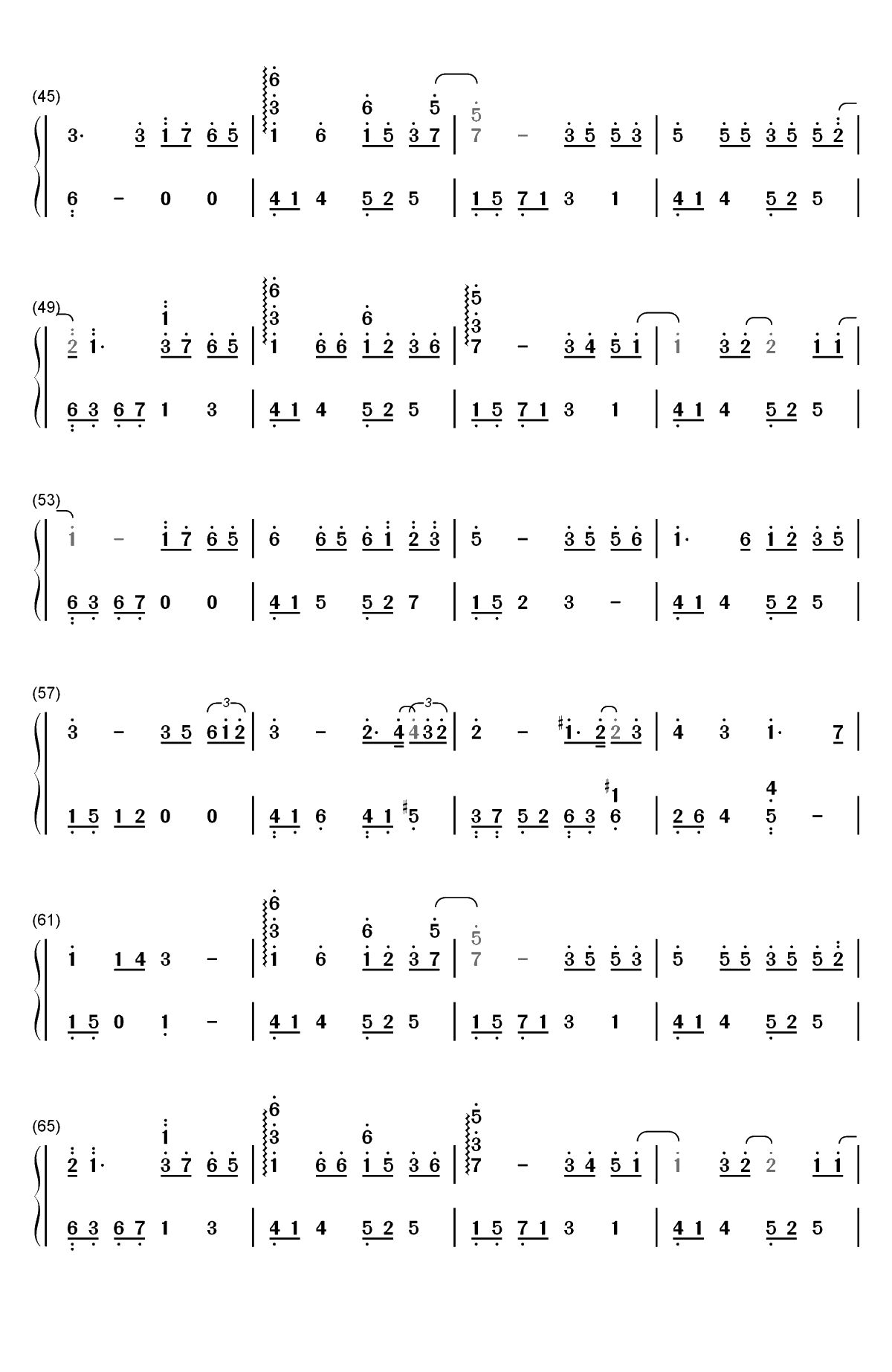 虹之间-完美钢琴版双手简谱预览3