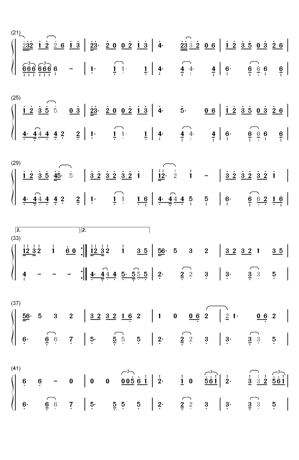 Joy-Bastille双手简谱预览2