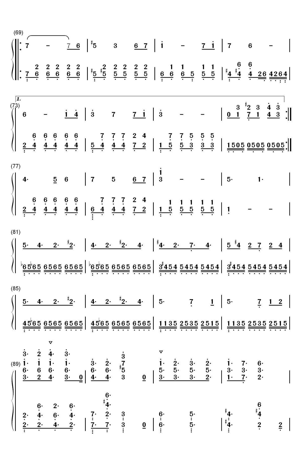 芬芳一生-完美独奏版双手简谱预览4