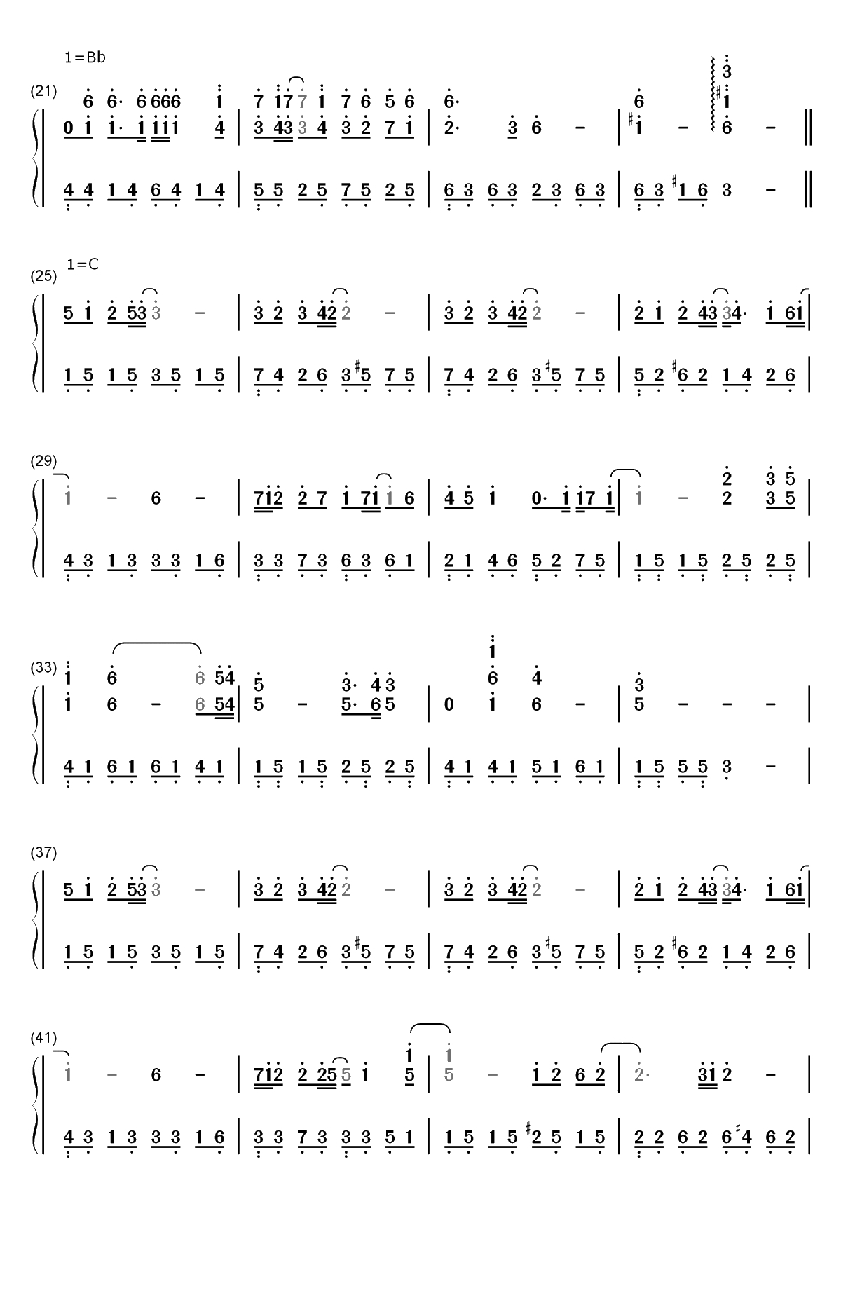 Forever Friends-升起的烟花从下面看还是从侧面看插曲双手简谱预览2