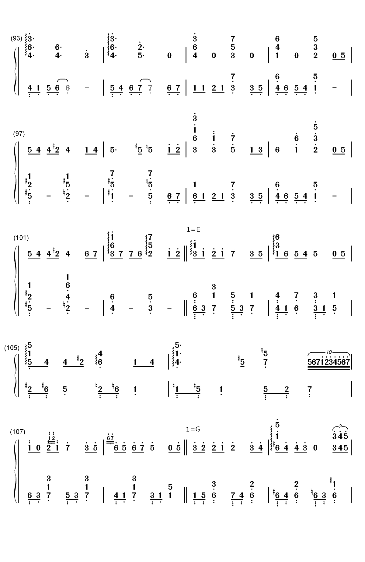 いのちの名前-広橋真紀子版双手简谱预览6