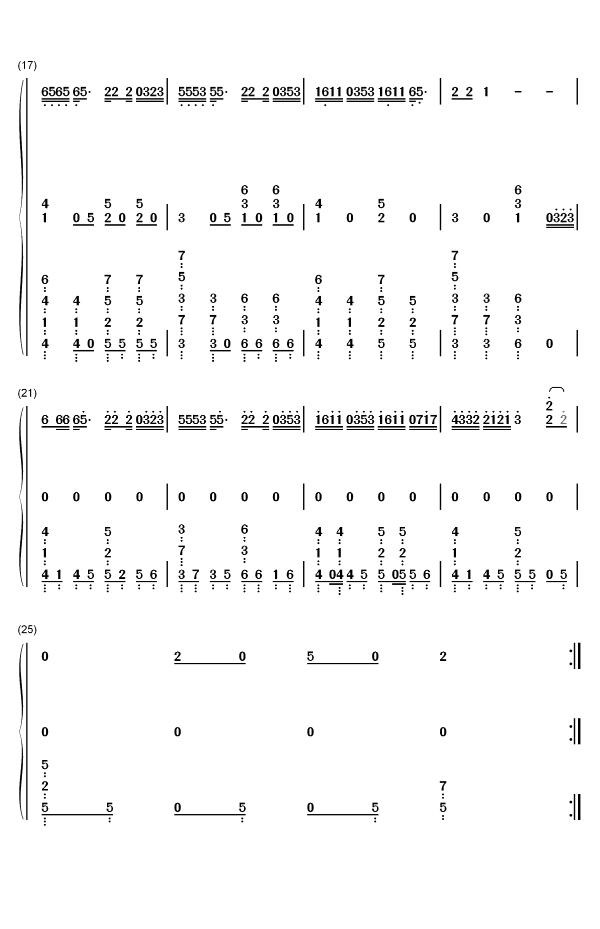 绿色-若不是你突然闯进我生活-抖音歌曲双手简谱预览3