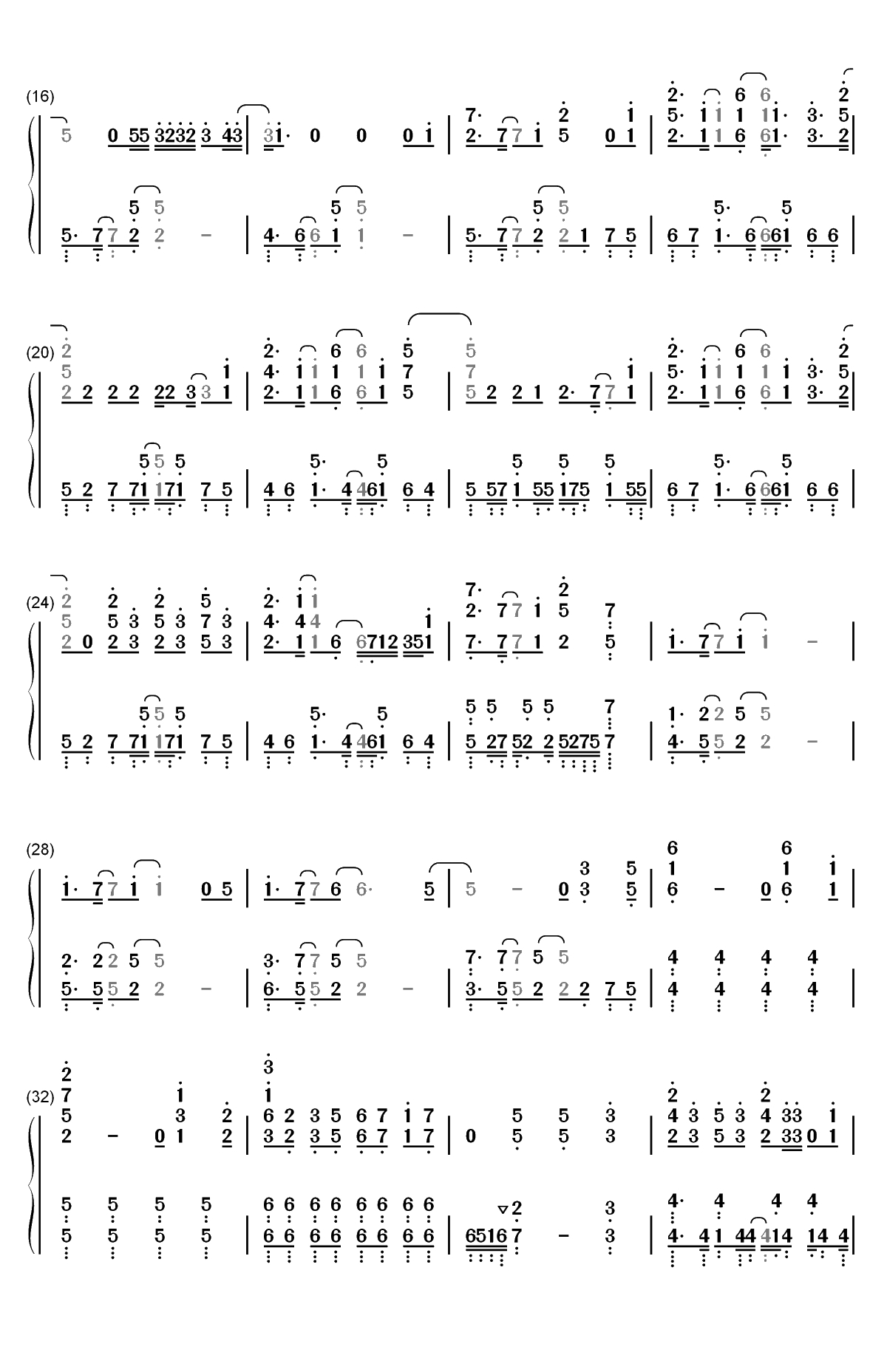 紅蓮華-鬼灭之刃OP双手简谱预览2