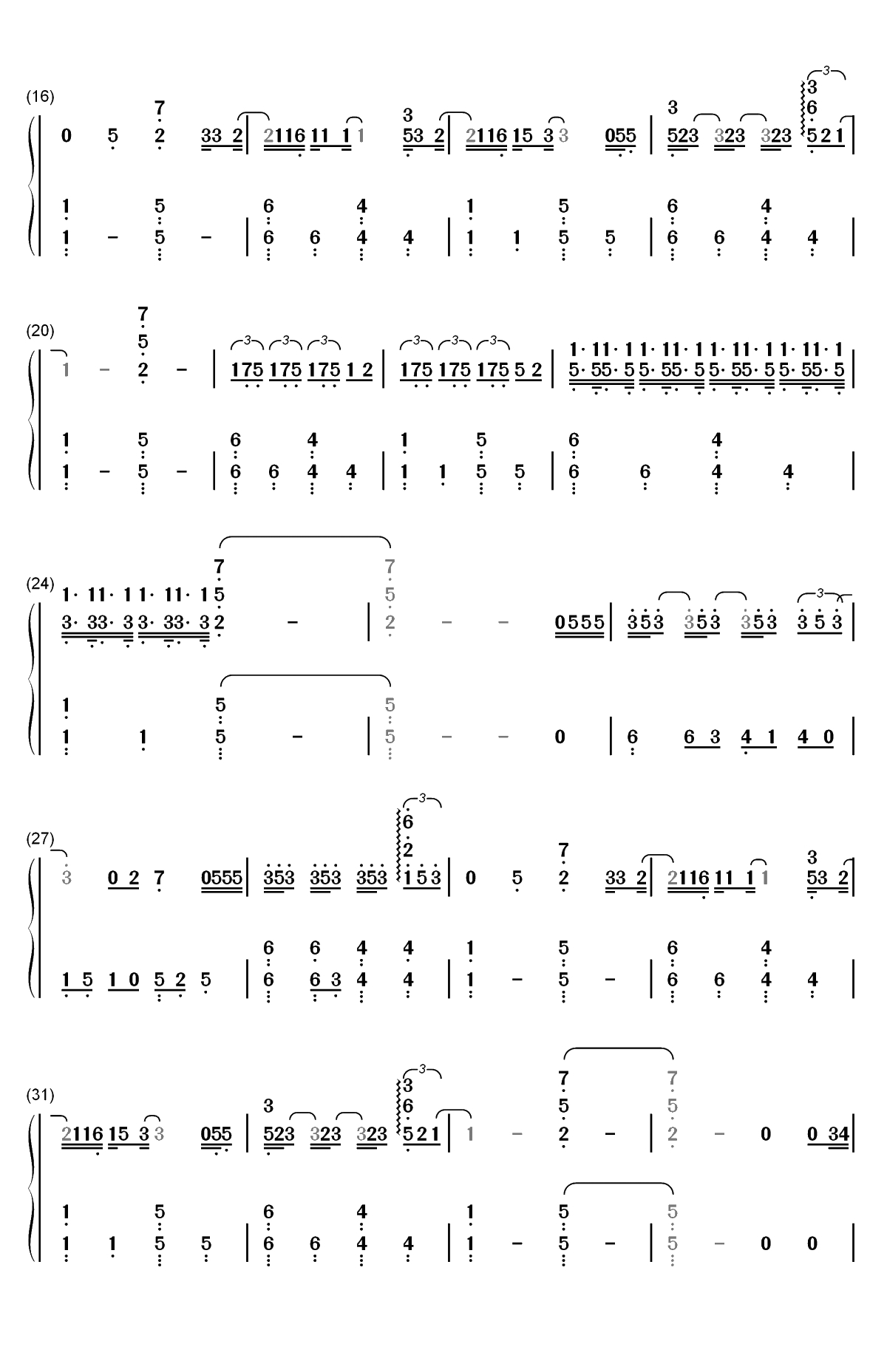 少年之时-钢琴版-创造营2019歌曲双手简谱预览2