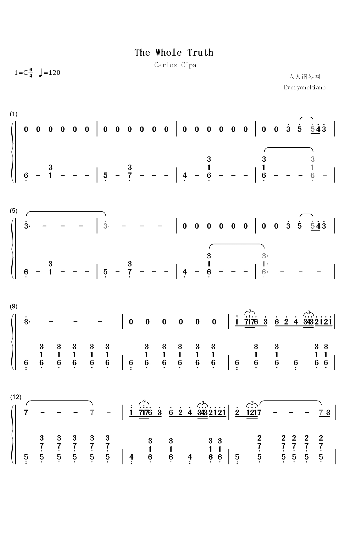 The Whole Truth-Carlos Cipa双手简谱预览1