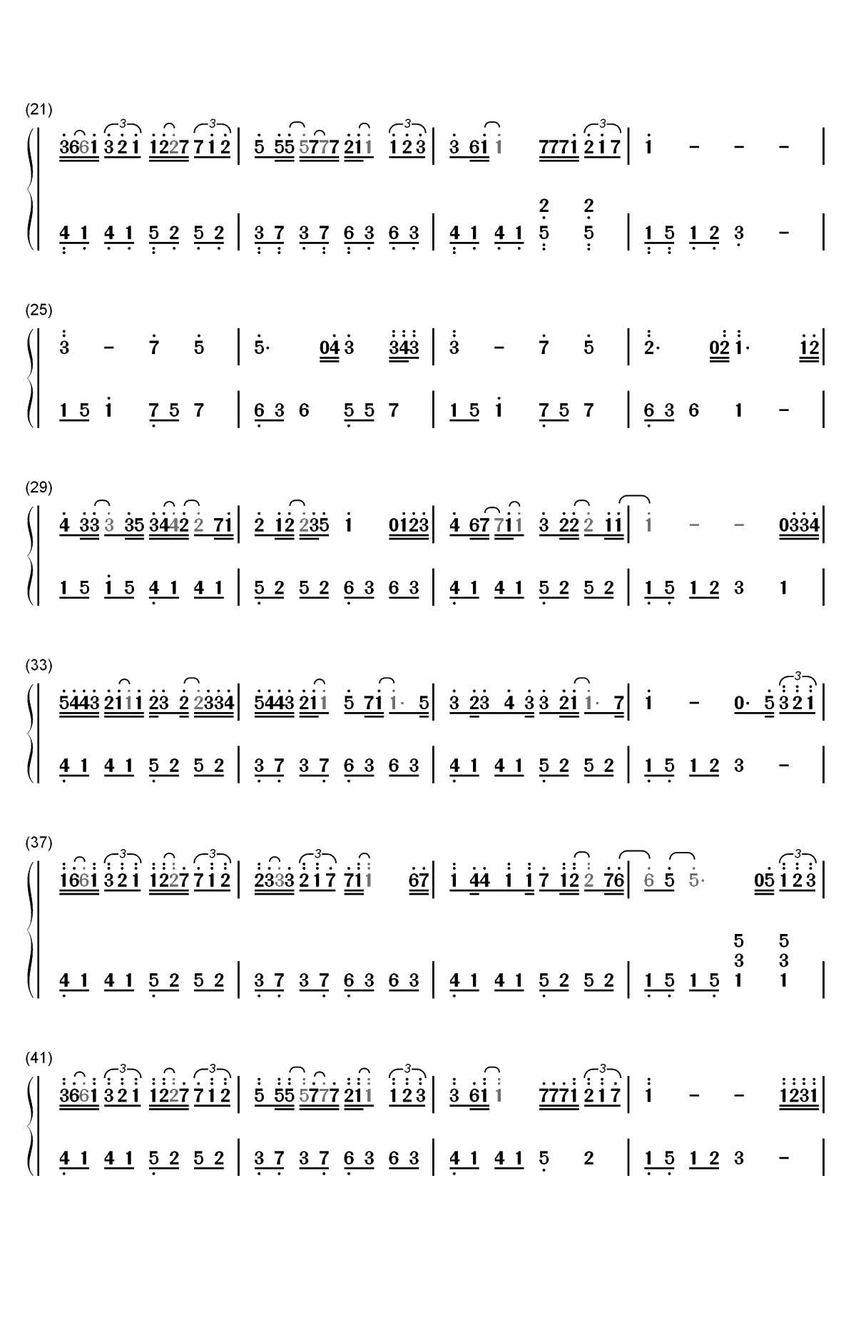 晚安-几人份的畅谈道三两句晚安-抖音热歌双手简谱预览2