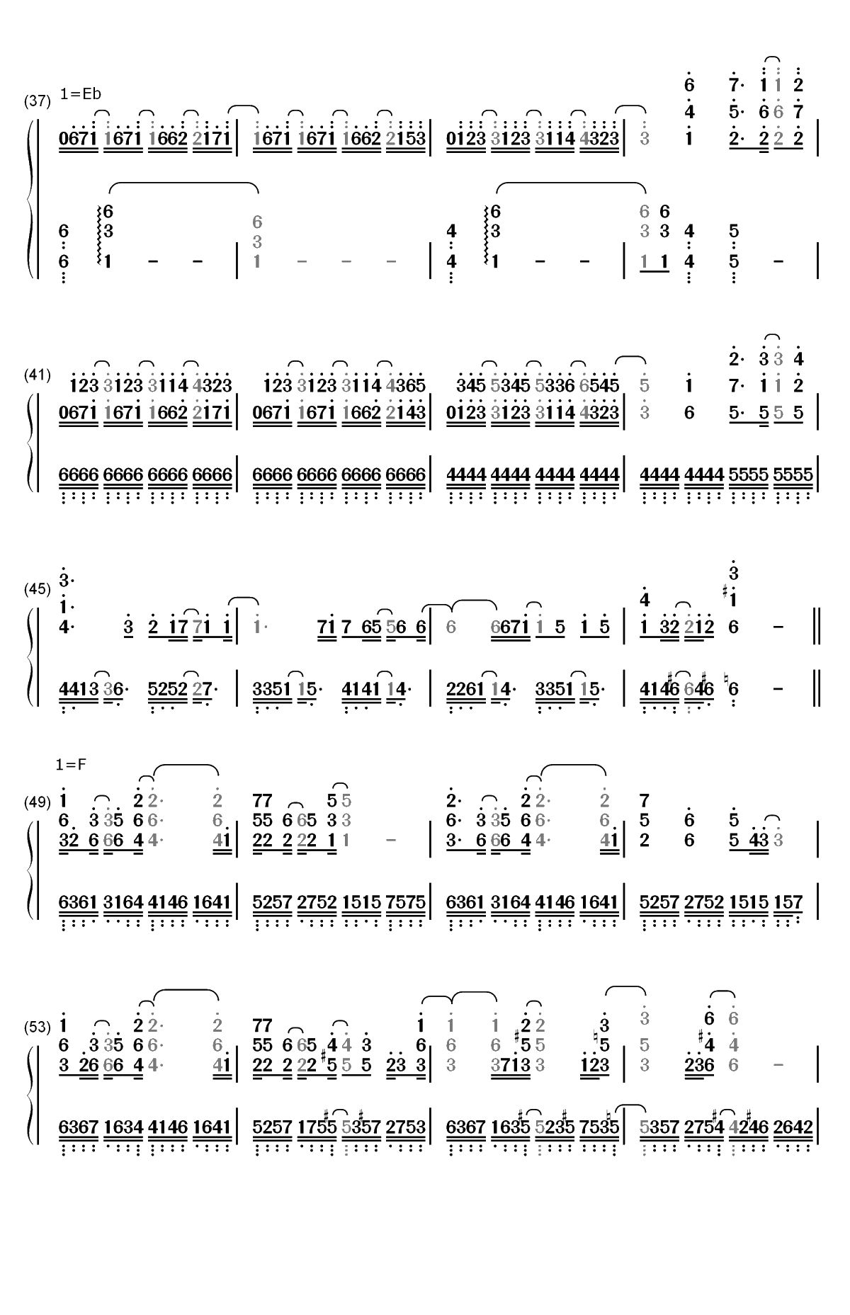 Invisible Date-约会大作战万由里裁决主题曲双手简谱预览3