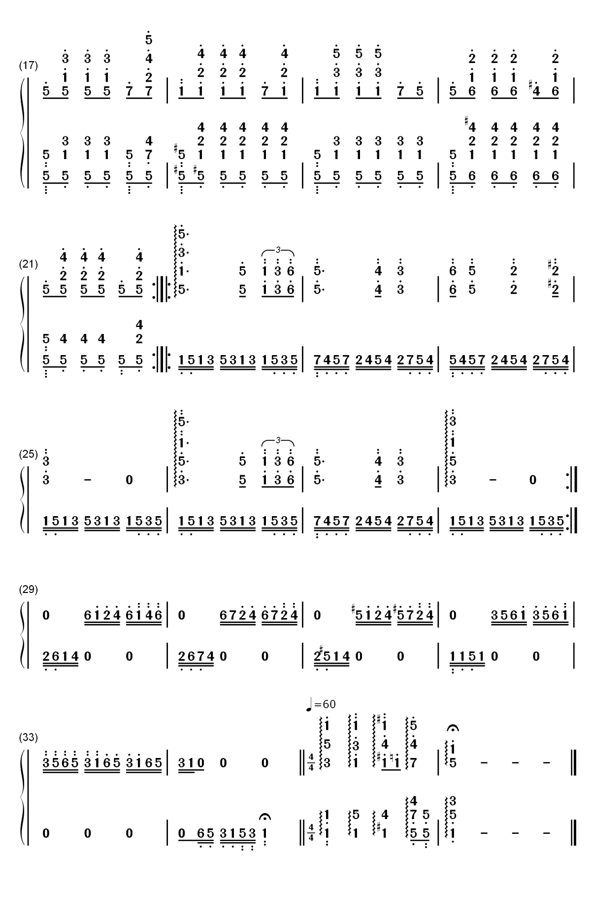 降B大调前奏曲双手简谱预览2