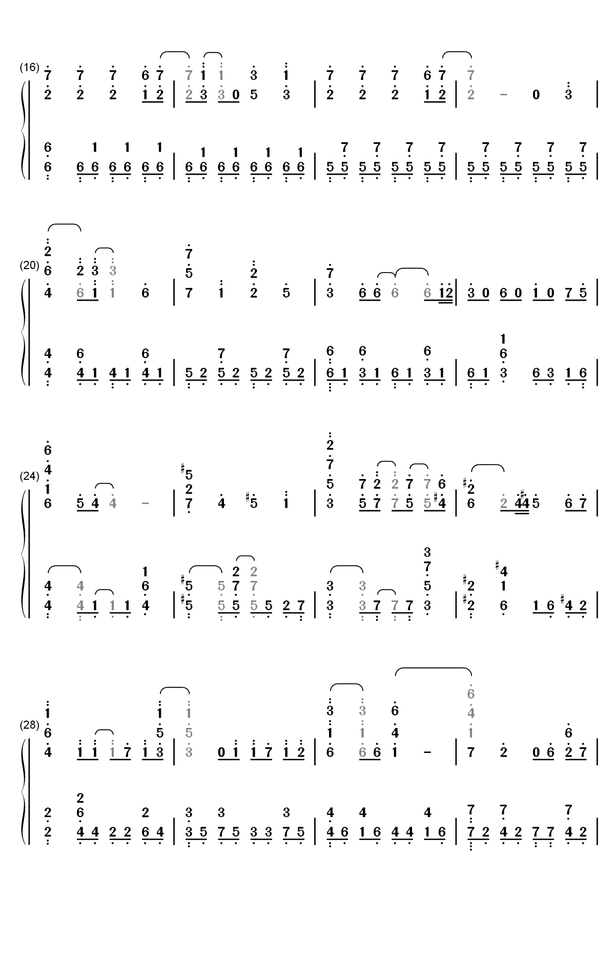 月を追う真夜中-满月之战OP-Granbelm OP双手简谱预览2