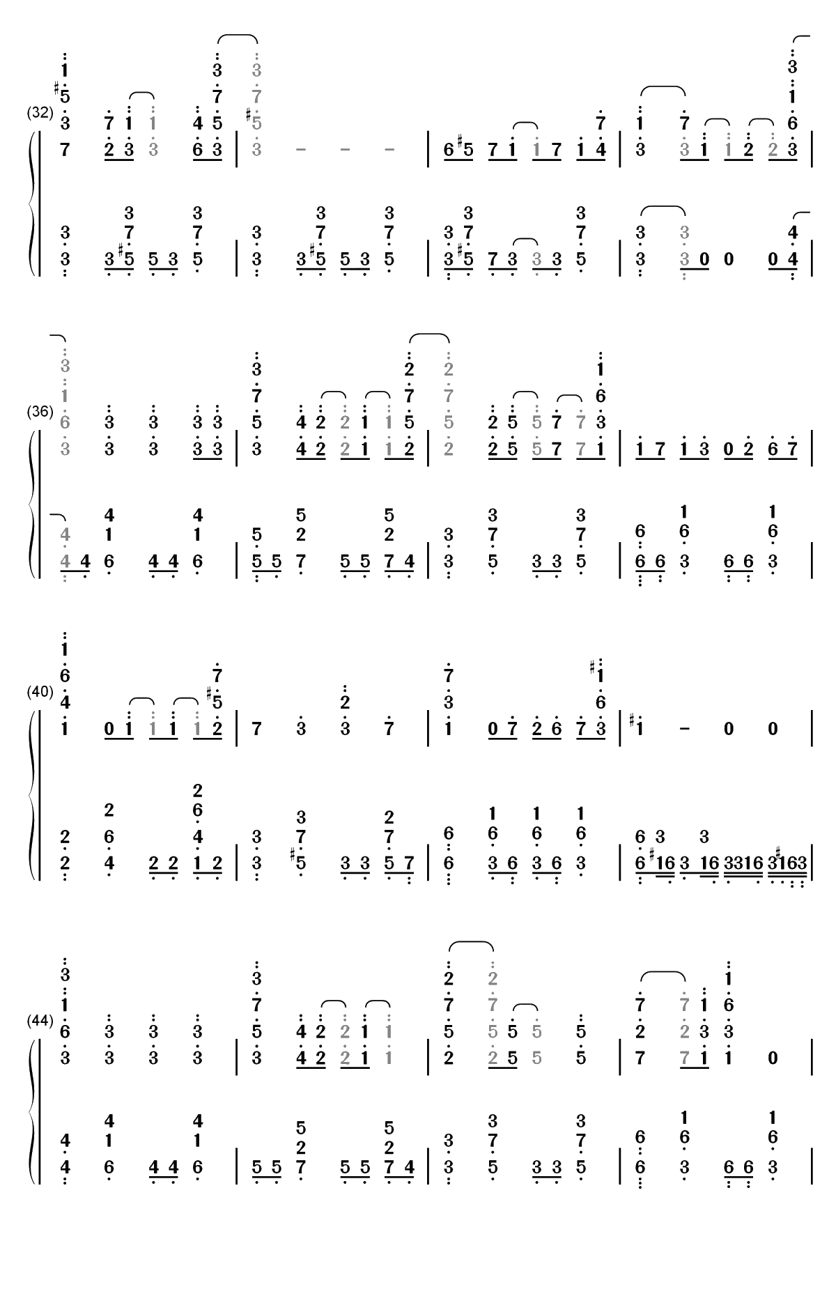 月を追う真夜中-满月之战OP-Granbelm OP双手简谱预览3