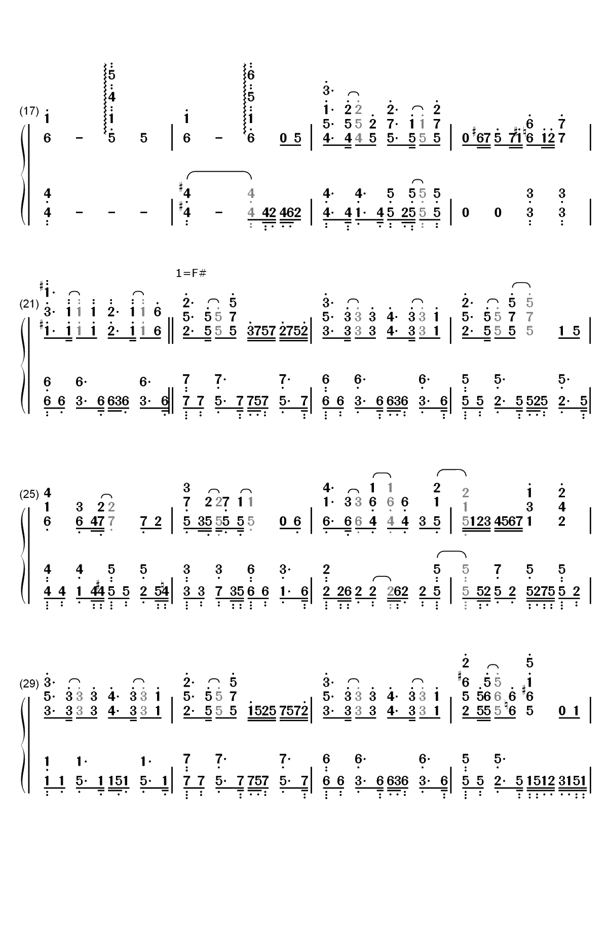 小さな想い-异世界超能魔术师ED双手简谱预览2