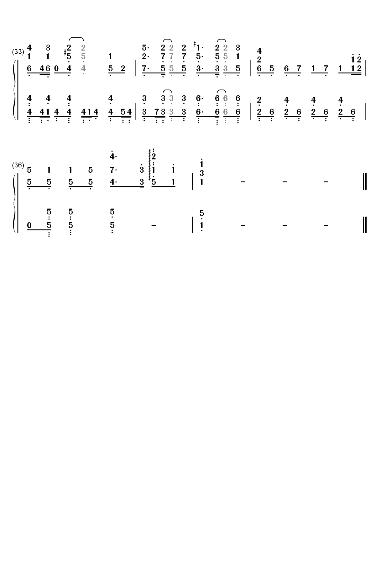 小さな想い-异世界超能魔术师ED双手简谱预览3