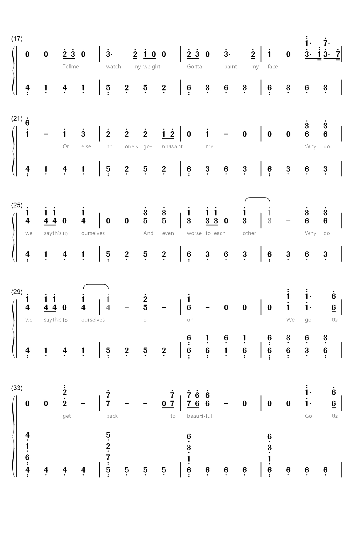 Back to Beautiful双手简谱预览2