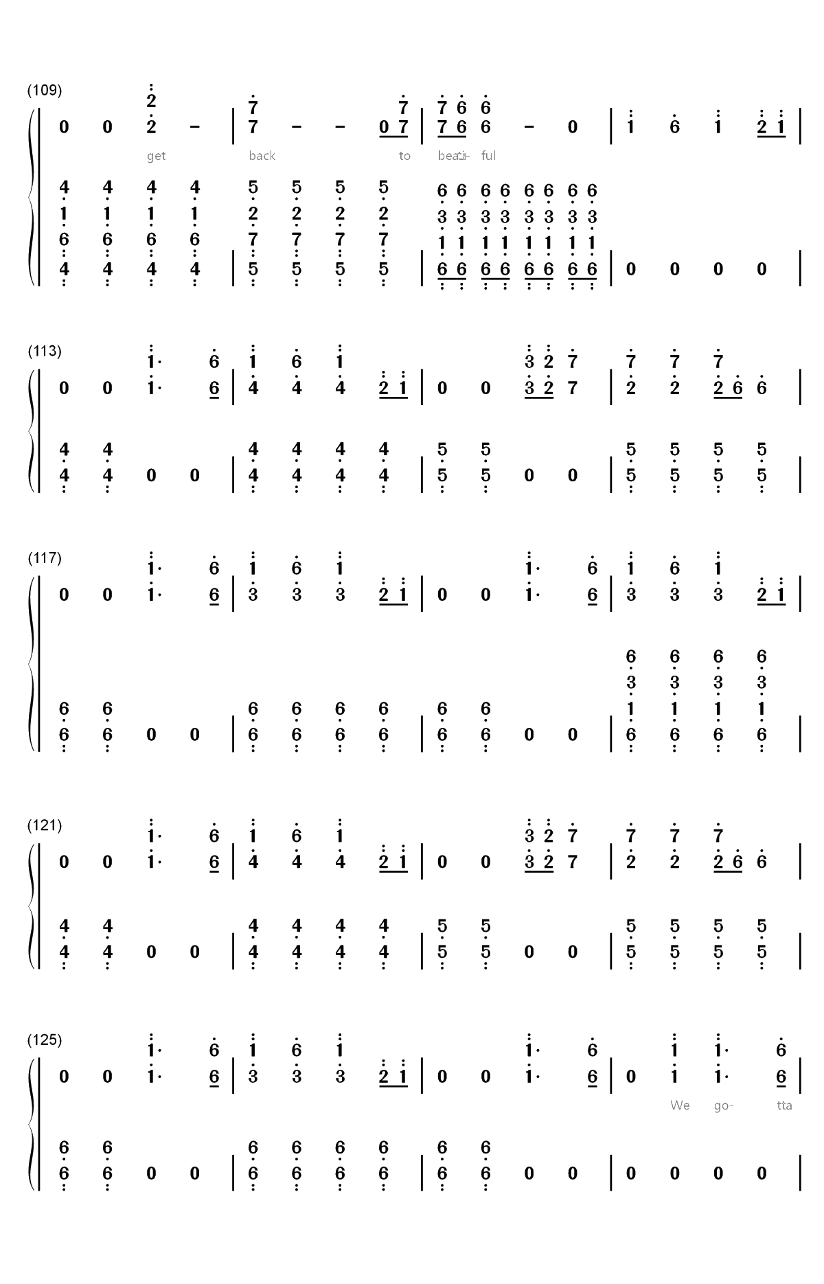 Back to Beautiful双手简谱预览7