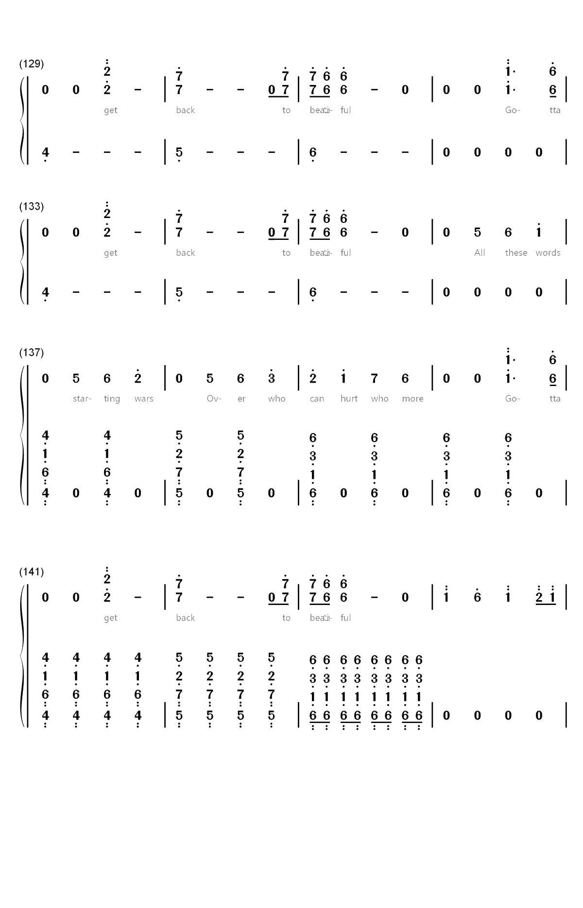 Back to Beautiful双手简谱预览8