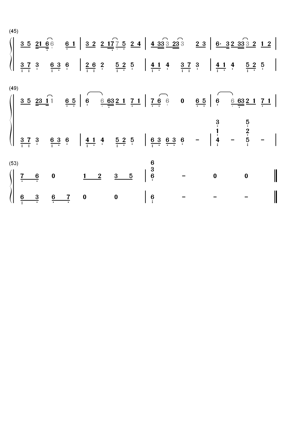 白衣少年-小女花不弃片尾曲双手简谱预览3