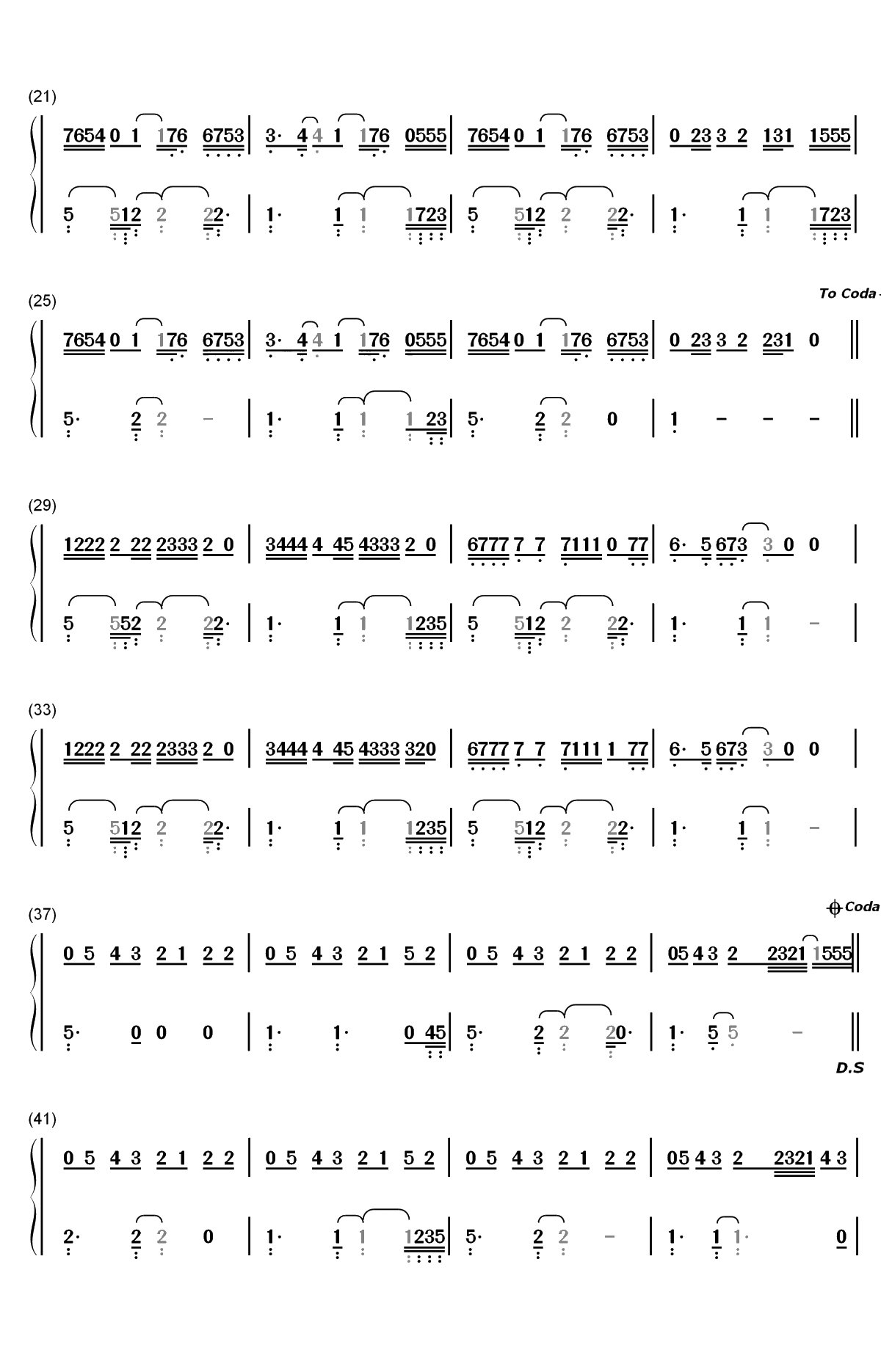 Slide Away-Miley Cyrus双手简谱预览2