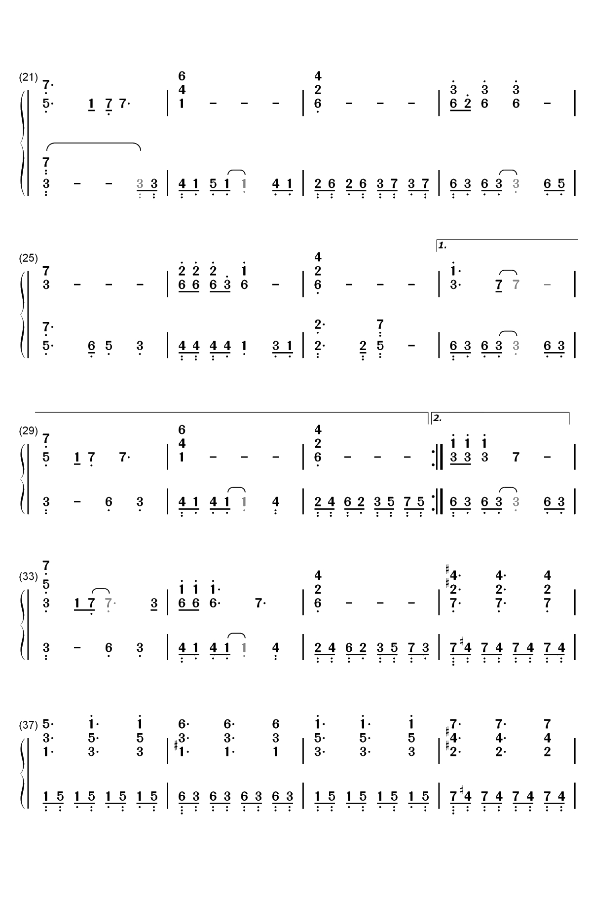 A Forest-西部世界OST双手简谱预览2