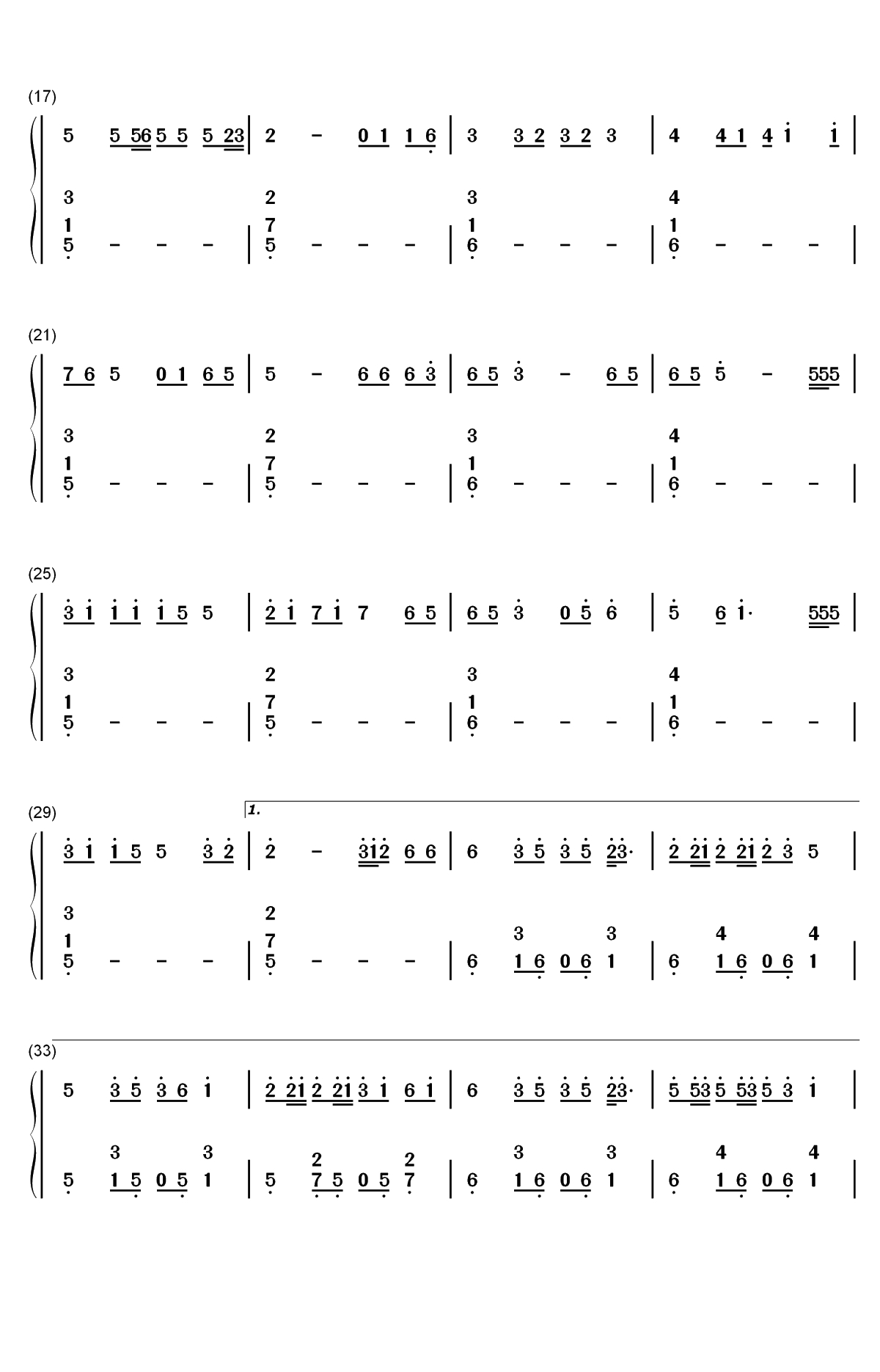 芒种-一想到你我就空恨别梦久-抖音热歌双手简谱预览2