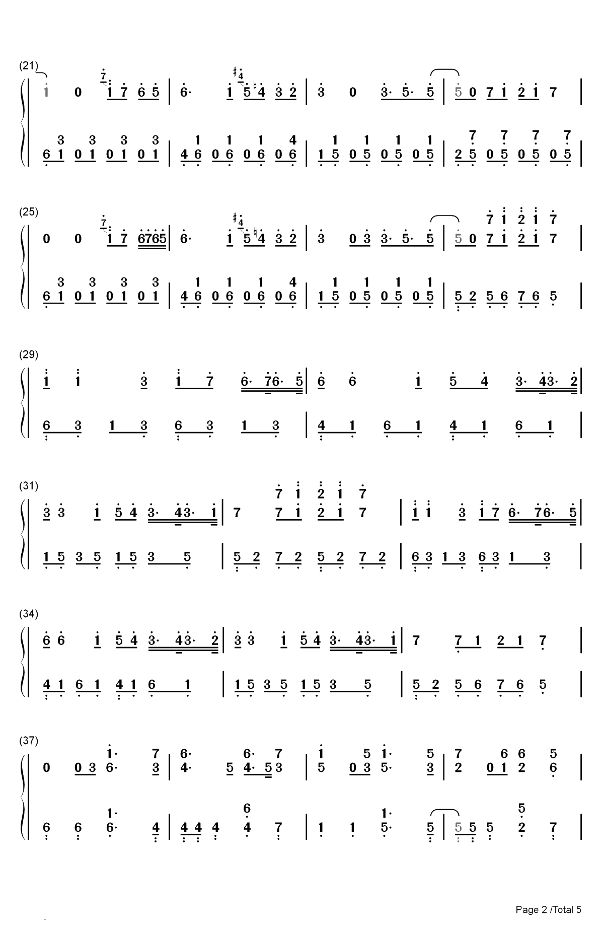 Unity-Alan Walker双手简谱预览2