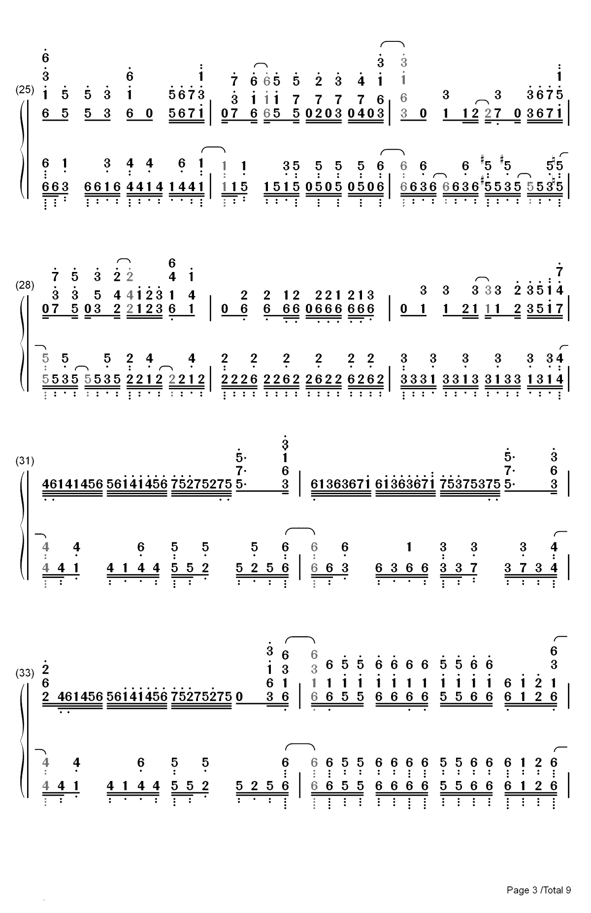 ADAMAS-刀剑神域 Alicization OP双手简谱预览3