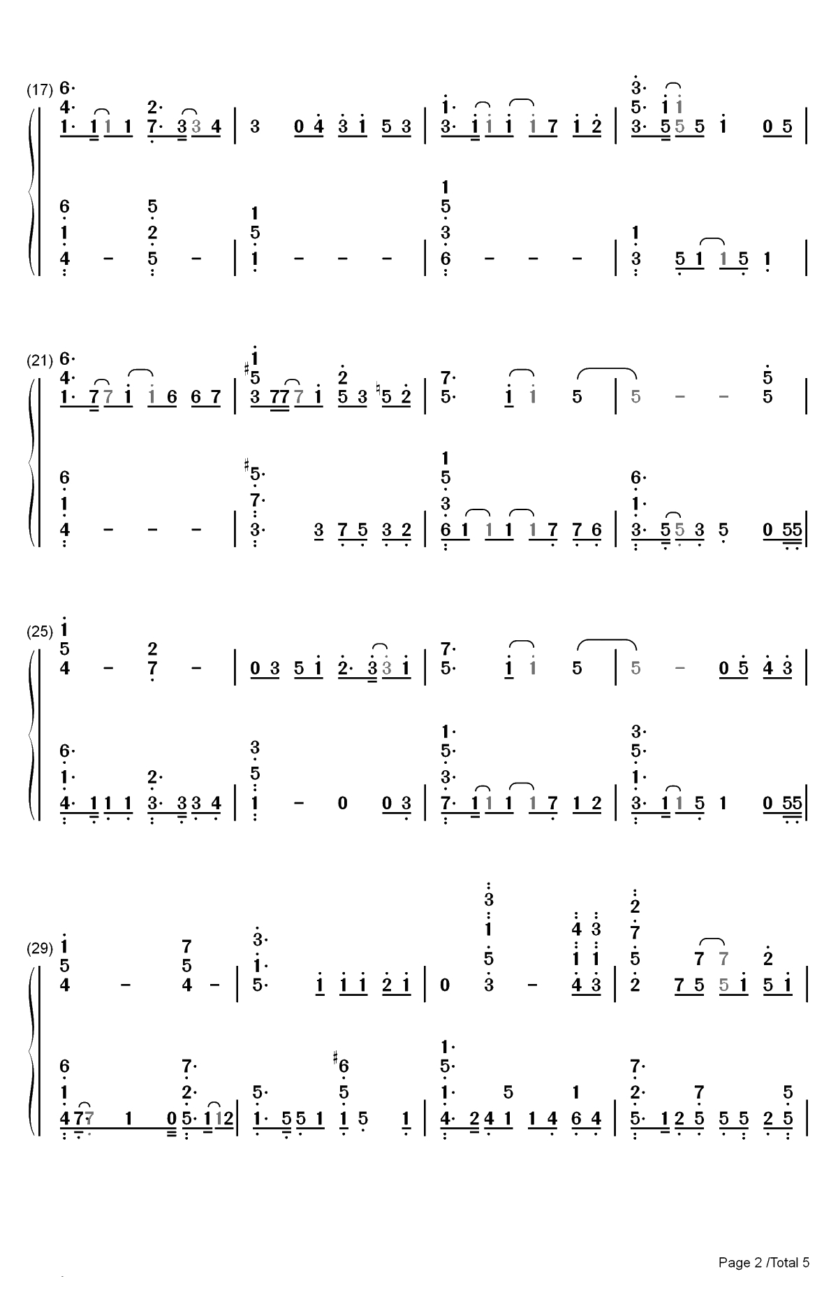 イコール-MIX OP双手简谱预览2