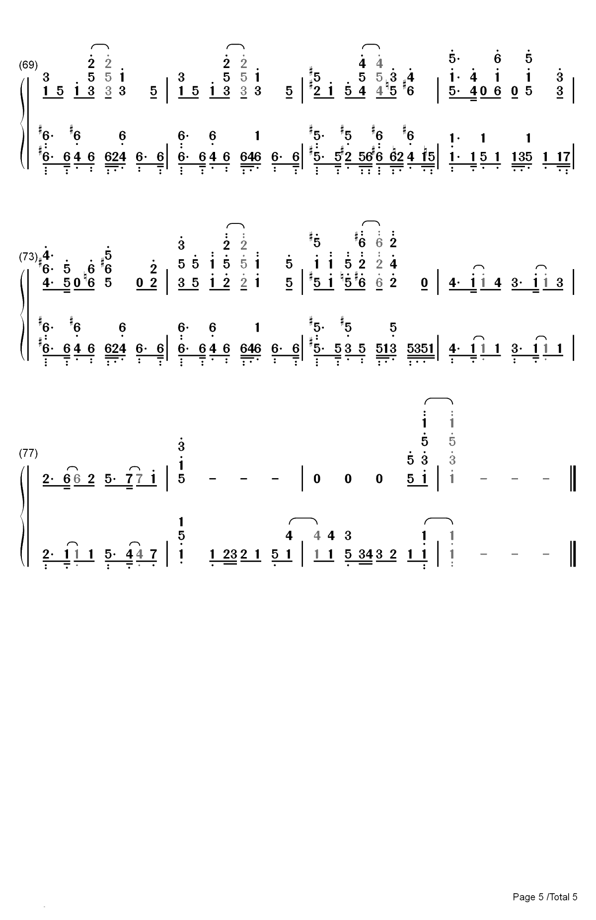 イコール-MIX OP双手简谱预览5