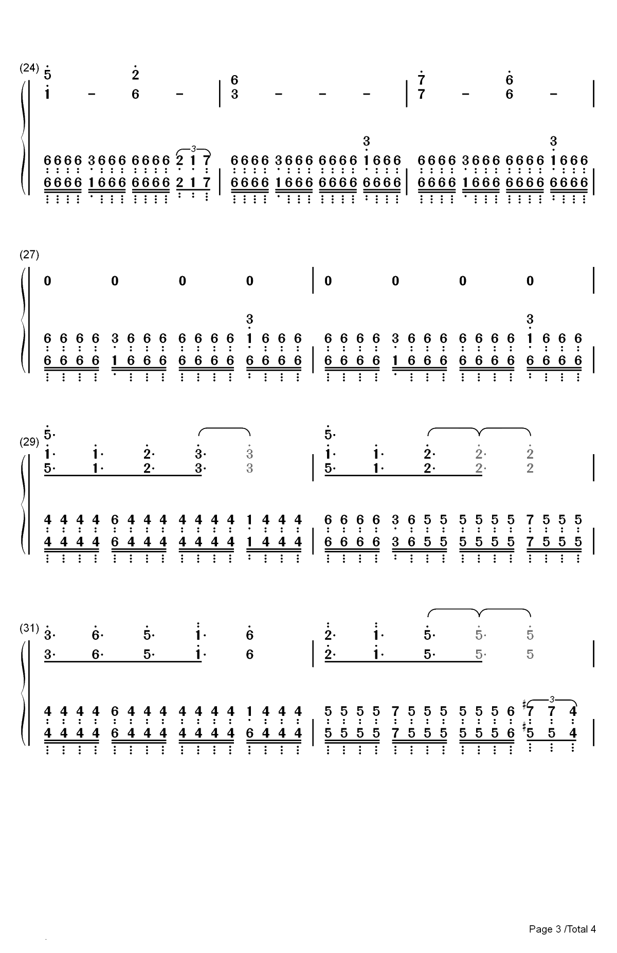 开启新征程-流浪地球片尾曲双手简谱预览3
