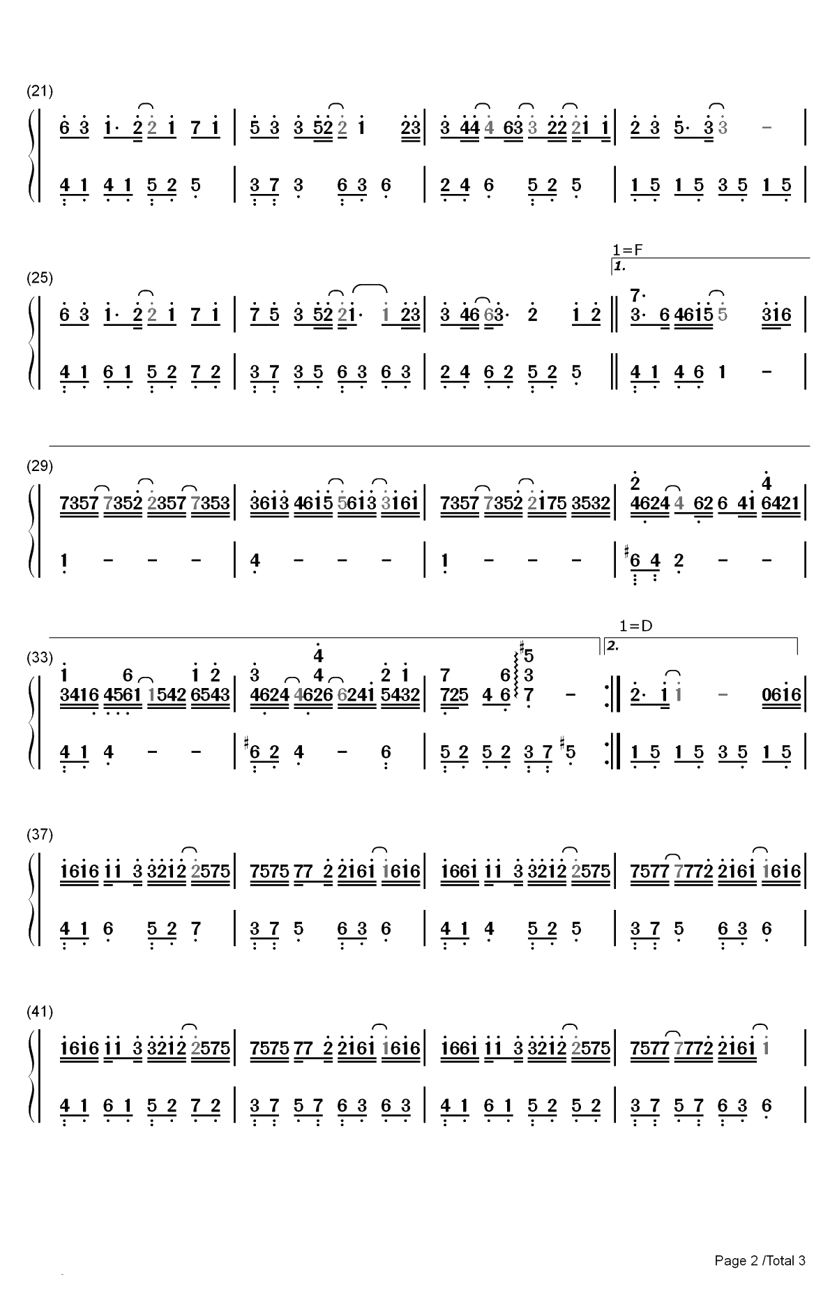 那个傻瓜-陈雪凝双手简谱预览2