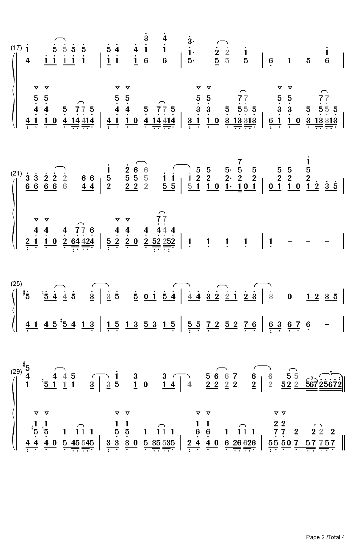 17才-来自多彩世界的明天OP双手简谱预览2