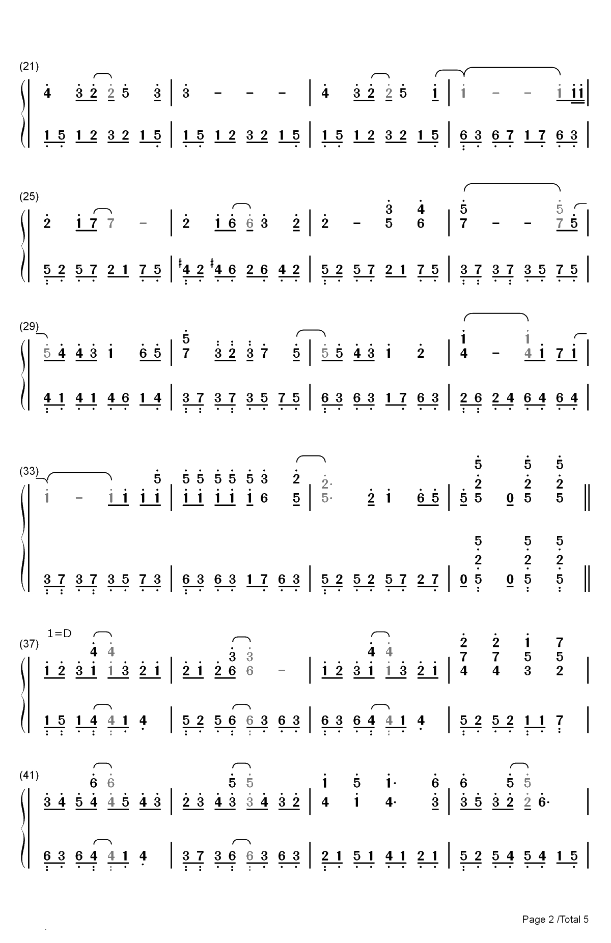 ひとつのハートで-魔神英雄传OP双手简谱预览2