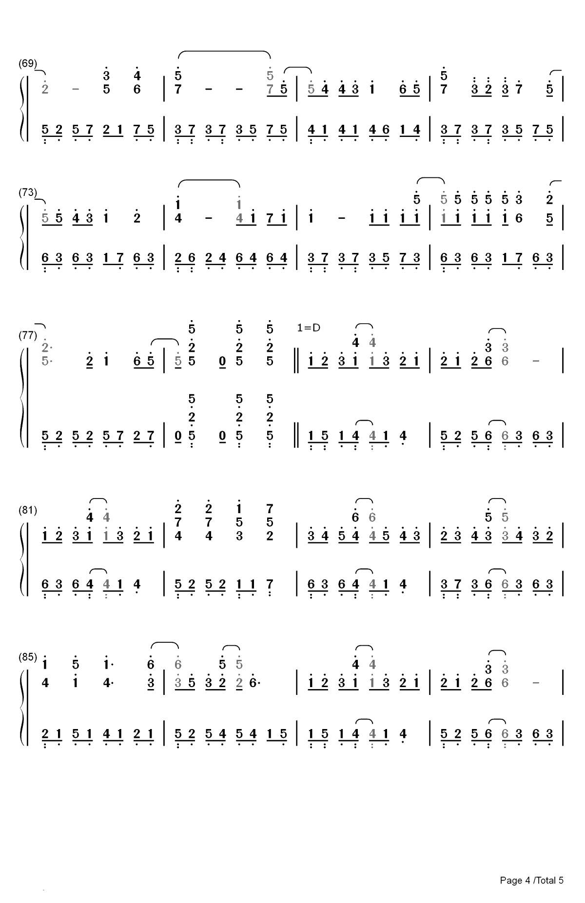 ひとつのハートで-魔神英雄传OP双手简谱预览4