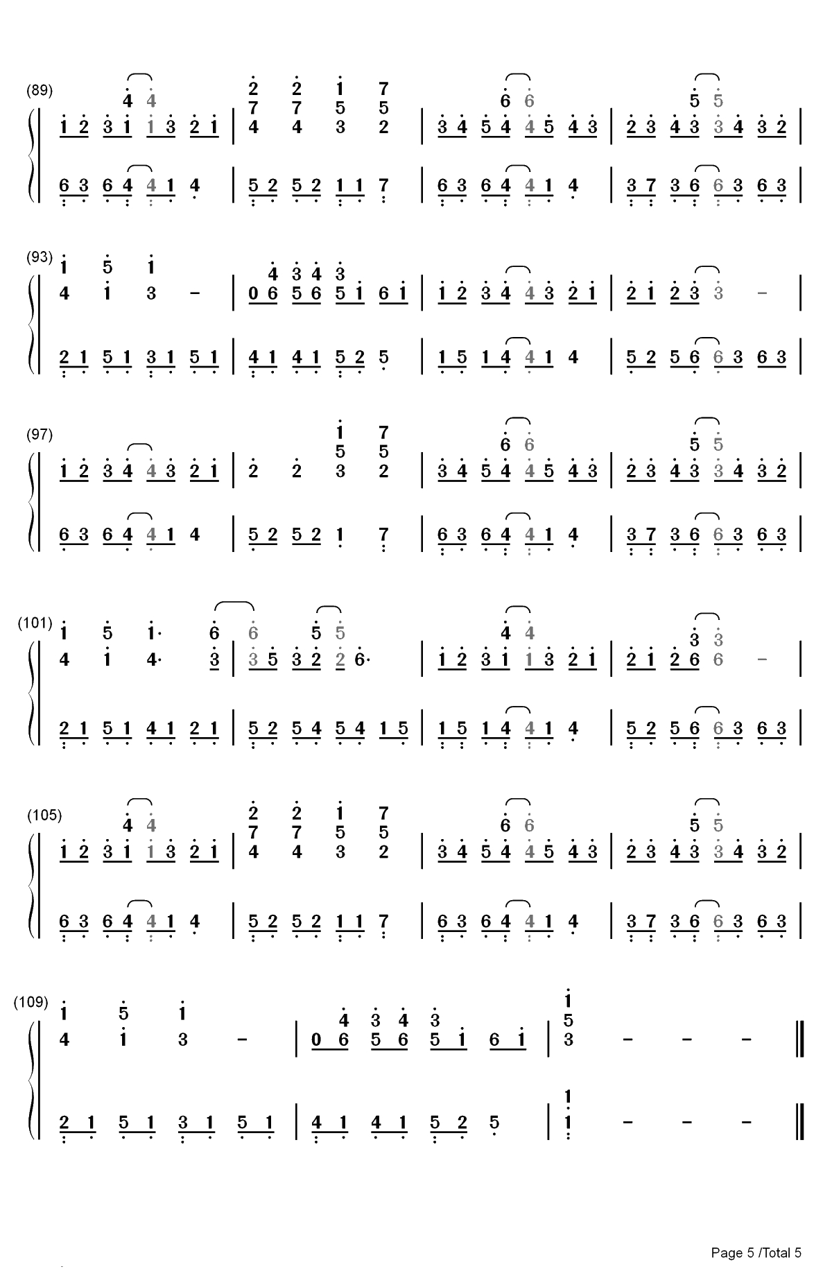 ひとつのハートで-魔神英雄传OP双手简谱预览5