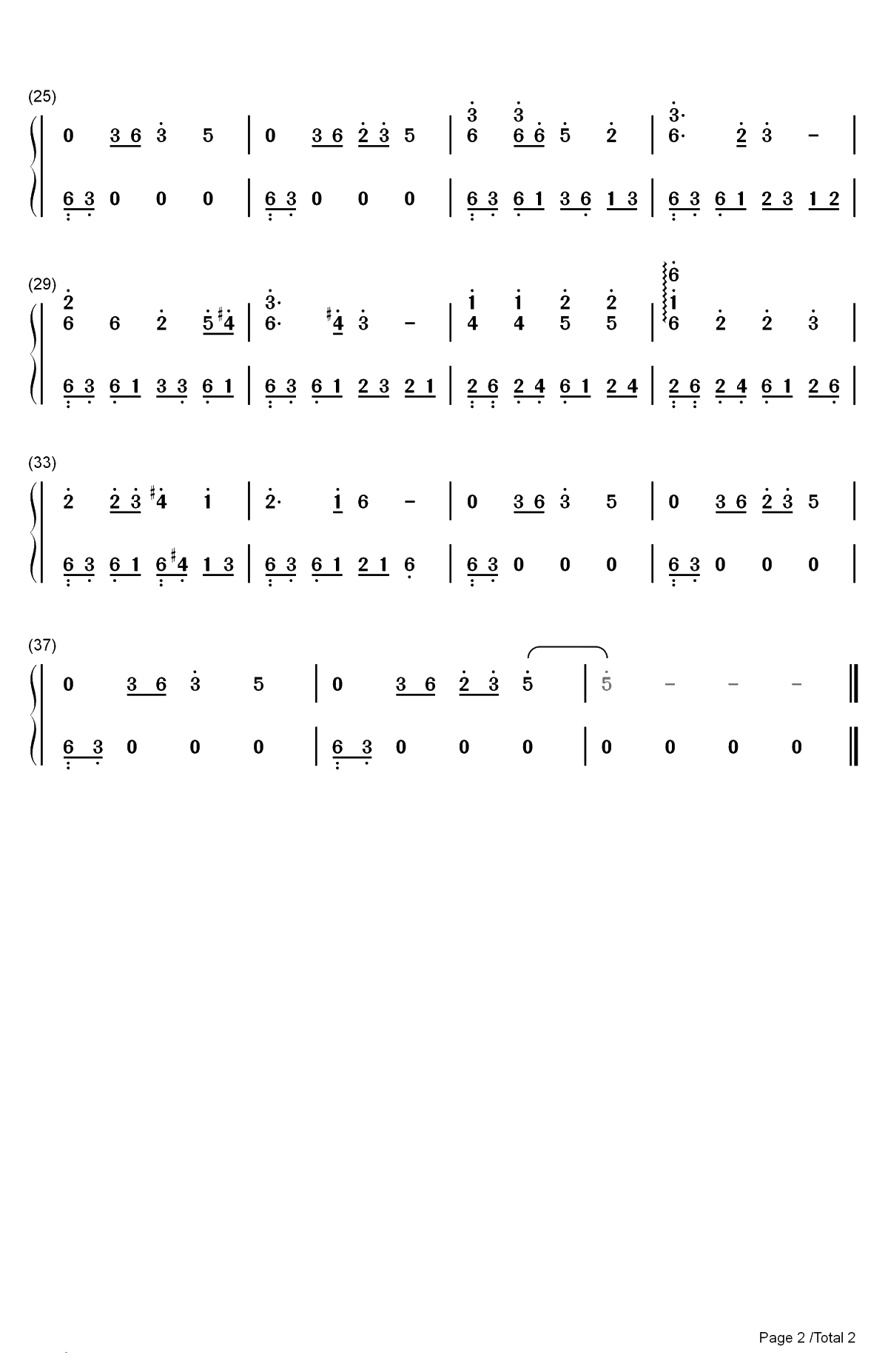 清平乐-长安十二时辰推广曲双手简谱预览2