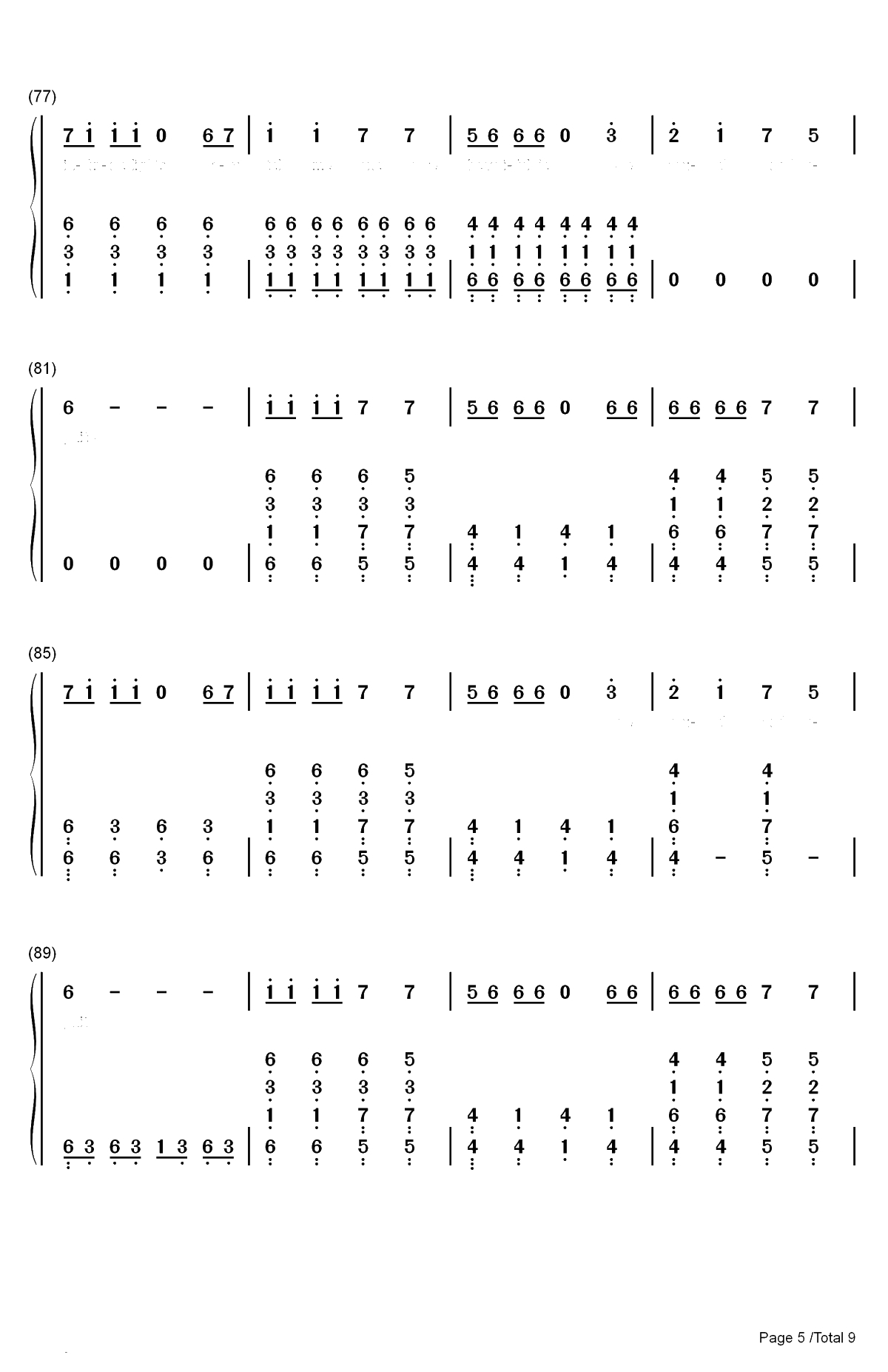 Ignite-人声版双手简谱预览5