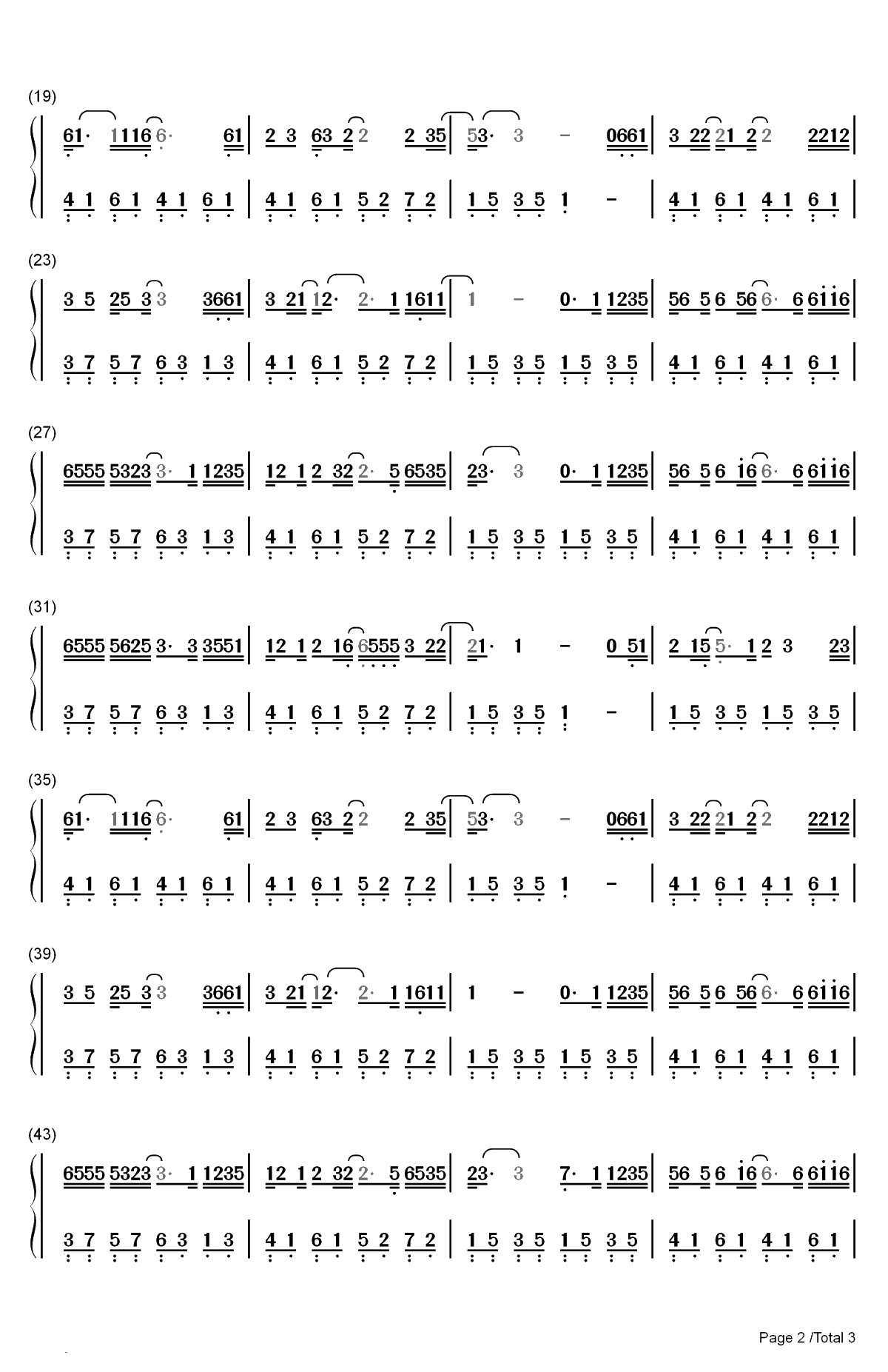 伪装-我伪装的很简单强悍坦然听天由命般的在路口故意走散-抖音热歌双手简谱预览2