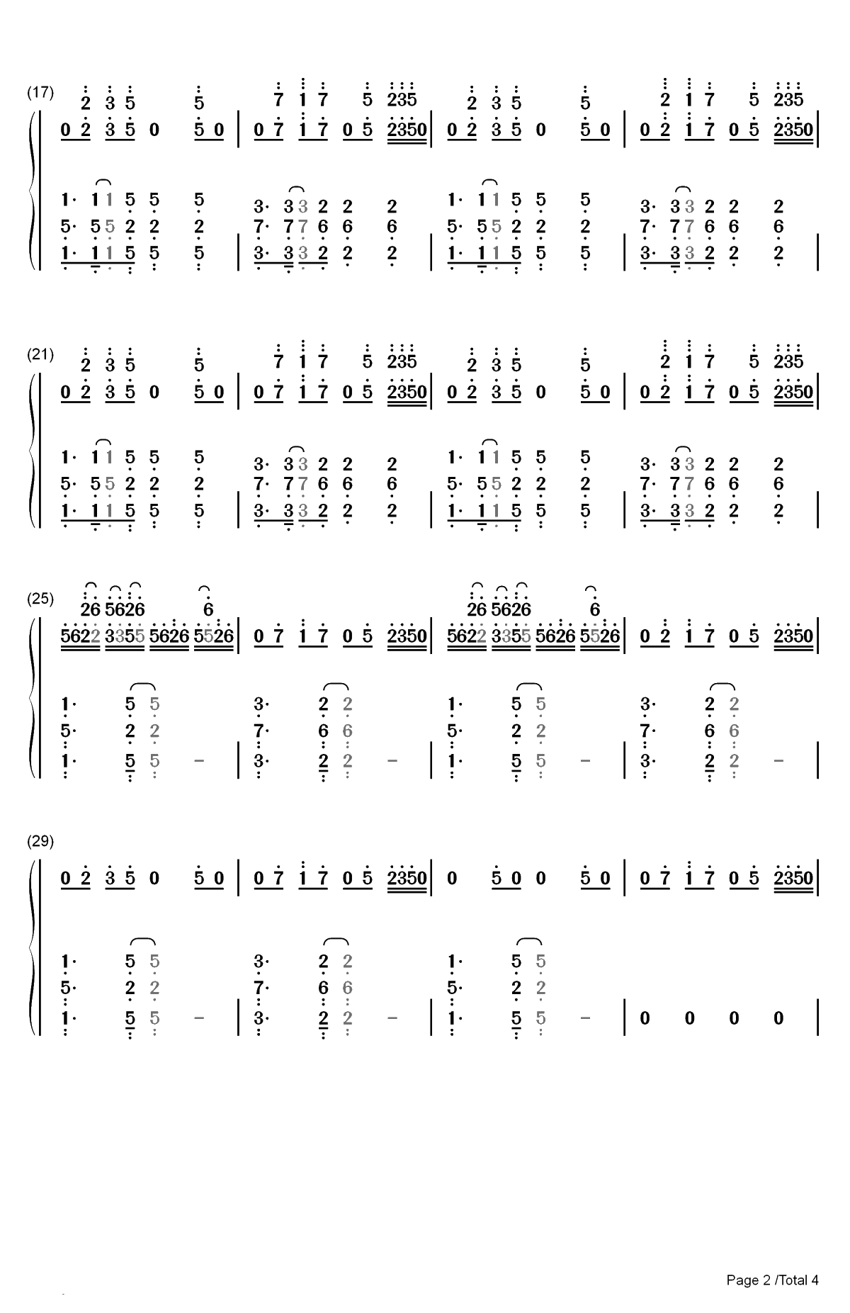 Candy-糖果-滚动的天空双手简谱预览2