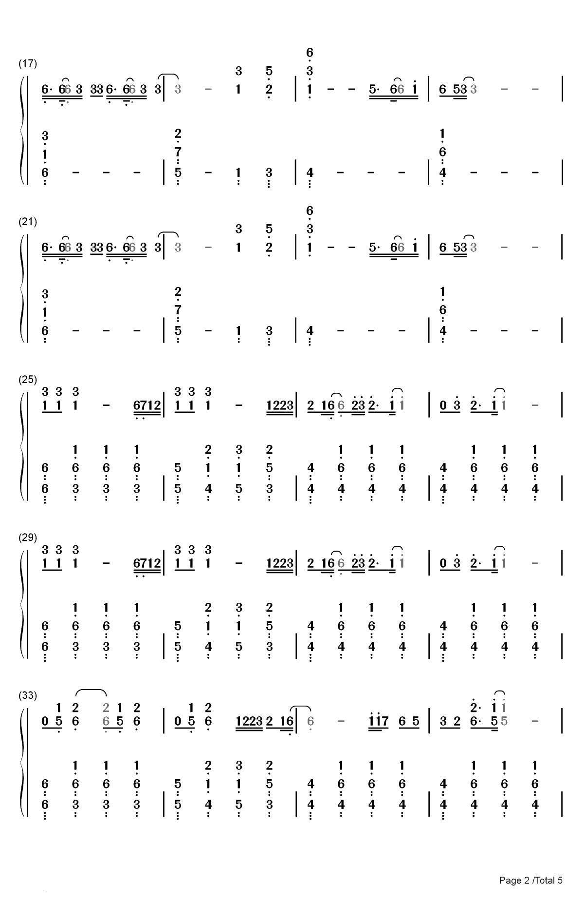 Wait Wait Wait-蔡徐坤双手简谱预览2