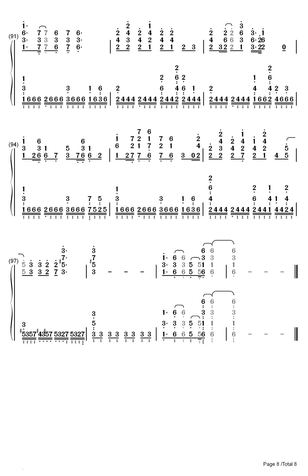 相信自己-零点乐队双手简谱预览8